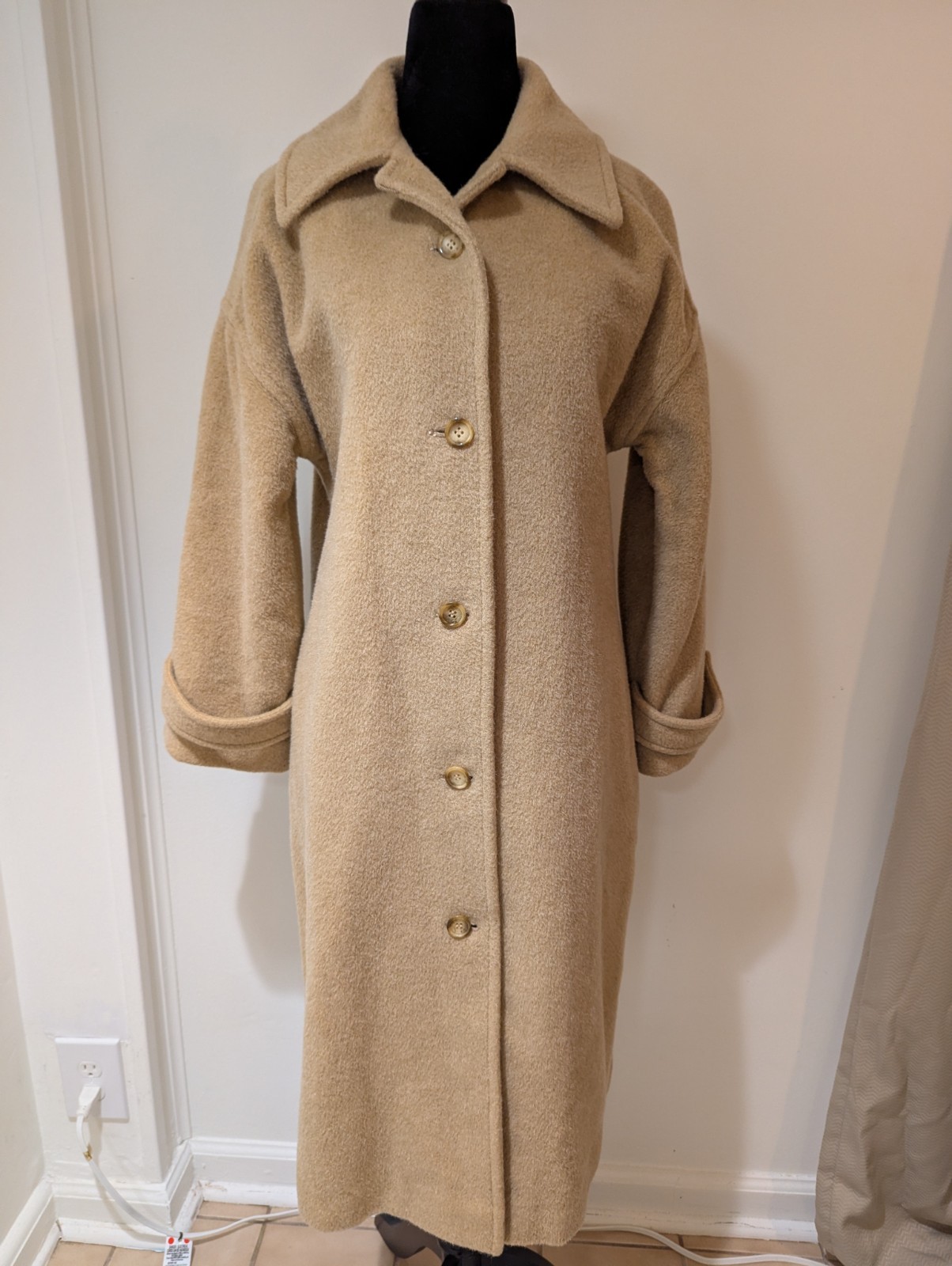 Vintage 1970s Pendleton Tan Beige Camel Coat Jacket Large 100% Virgin Wool Lined
