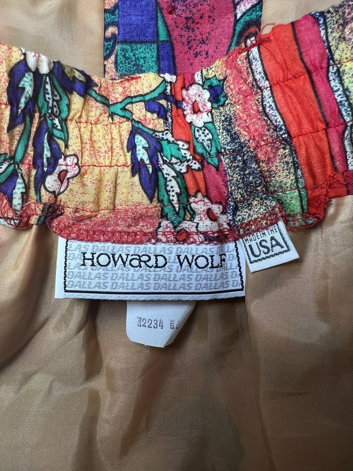 Vintage 80’s Howard Wolf Colorful Ethnic Skirt Matching Blouse Set Women’s 10