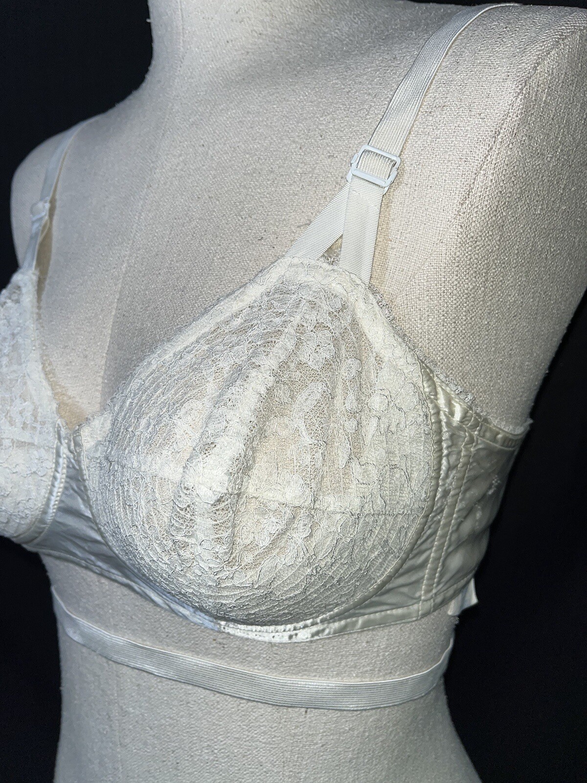 Vtg 50’s Bra Circle Stitch Hollywood Vassarette Backless Petal Pusher White 36B