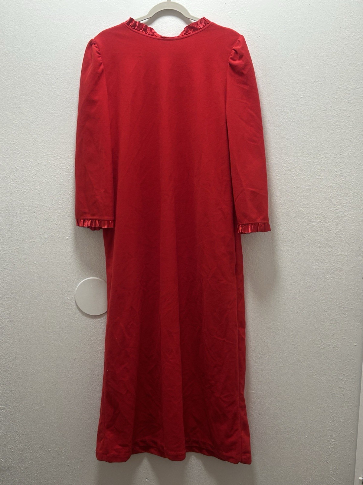 Vintage It’s A Charm Red Zip House Coat Robe Made In USA Size L