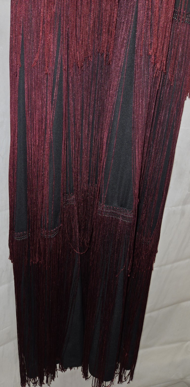 Vintage Womens Jack Hartley 70s Flapper Halter Dress Black/Burgundy Size Sm