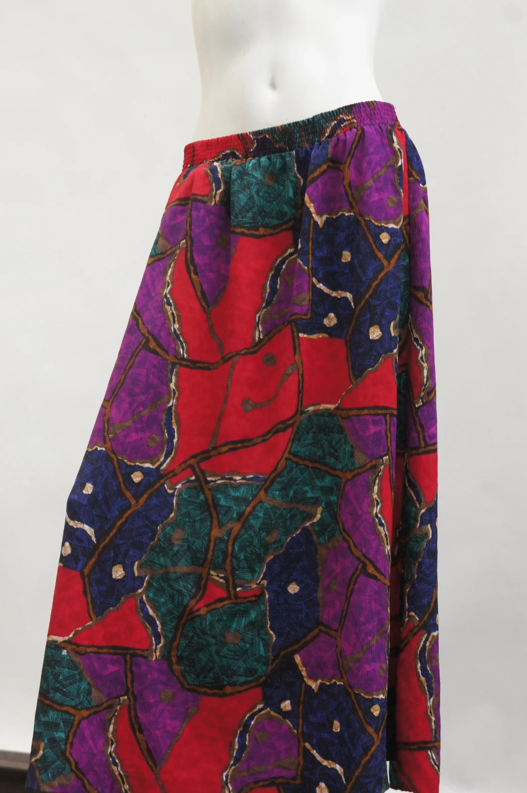 Vintage 80s Colorful Abstract Print Midi Skirt By Joyce Retro Boho