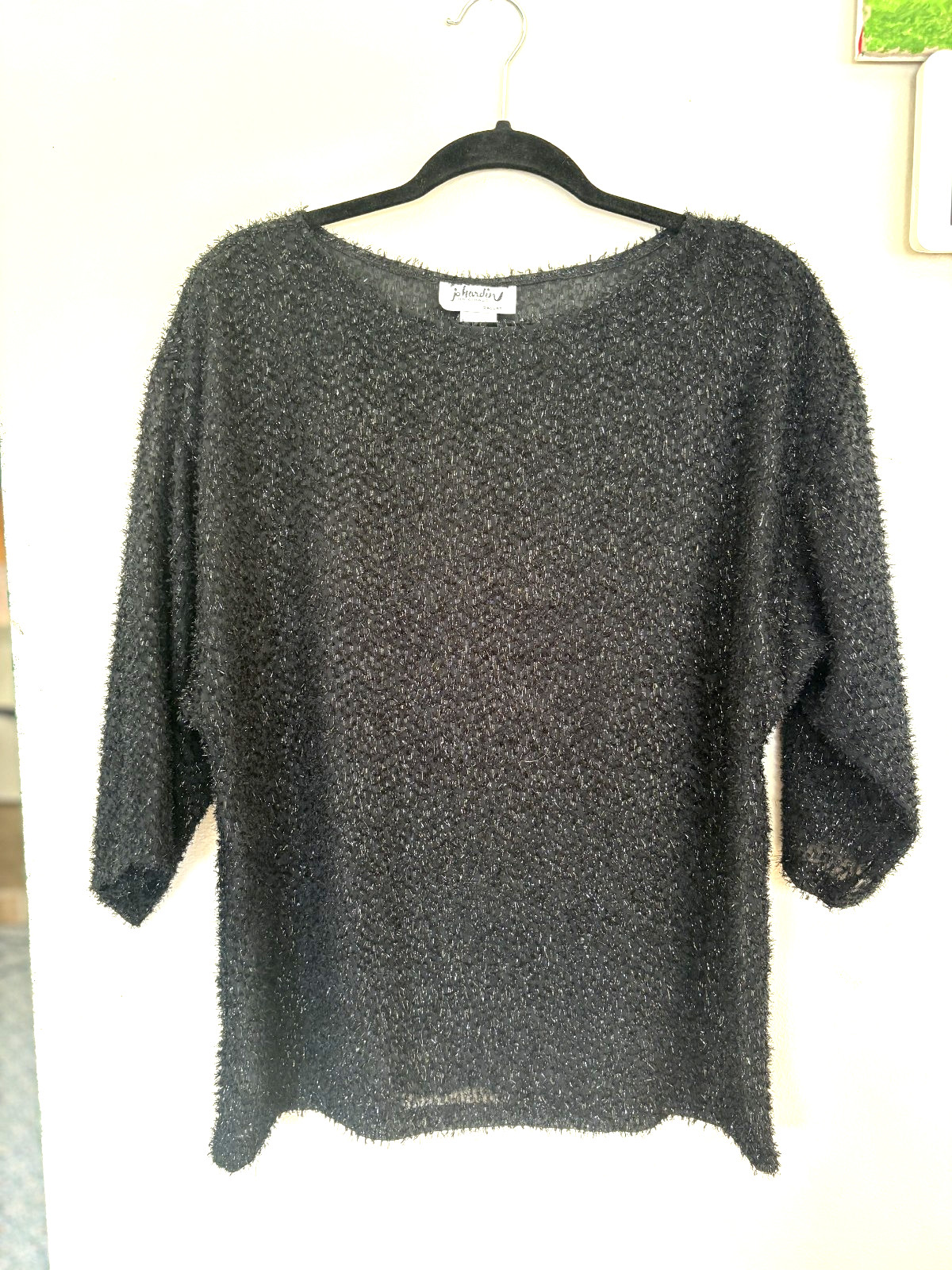 Vintage Jo Hardin Dallas black textured blouse size 12 excellent condition