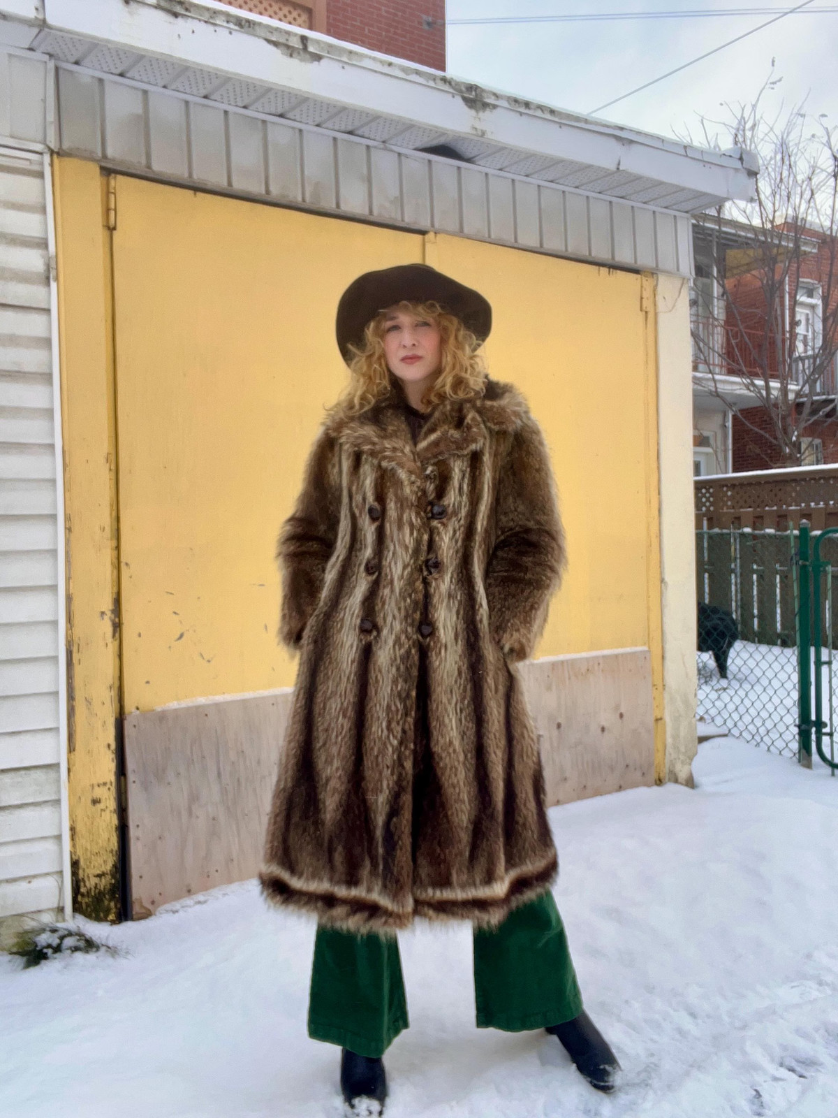 FULL LENGTH RACCOON Vintage 1970s Double Breasted Striped Racoon Fur Coat