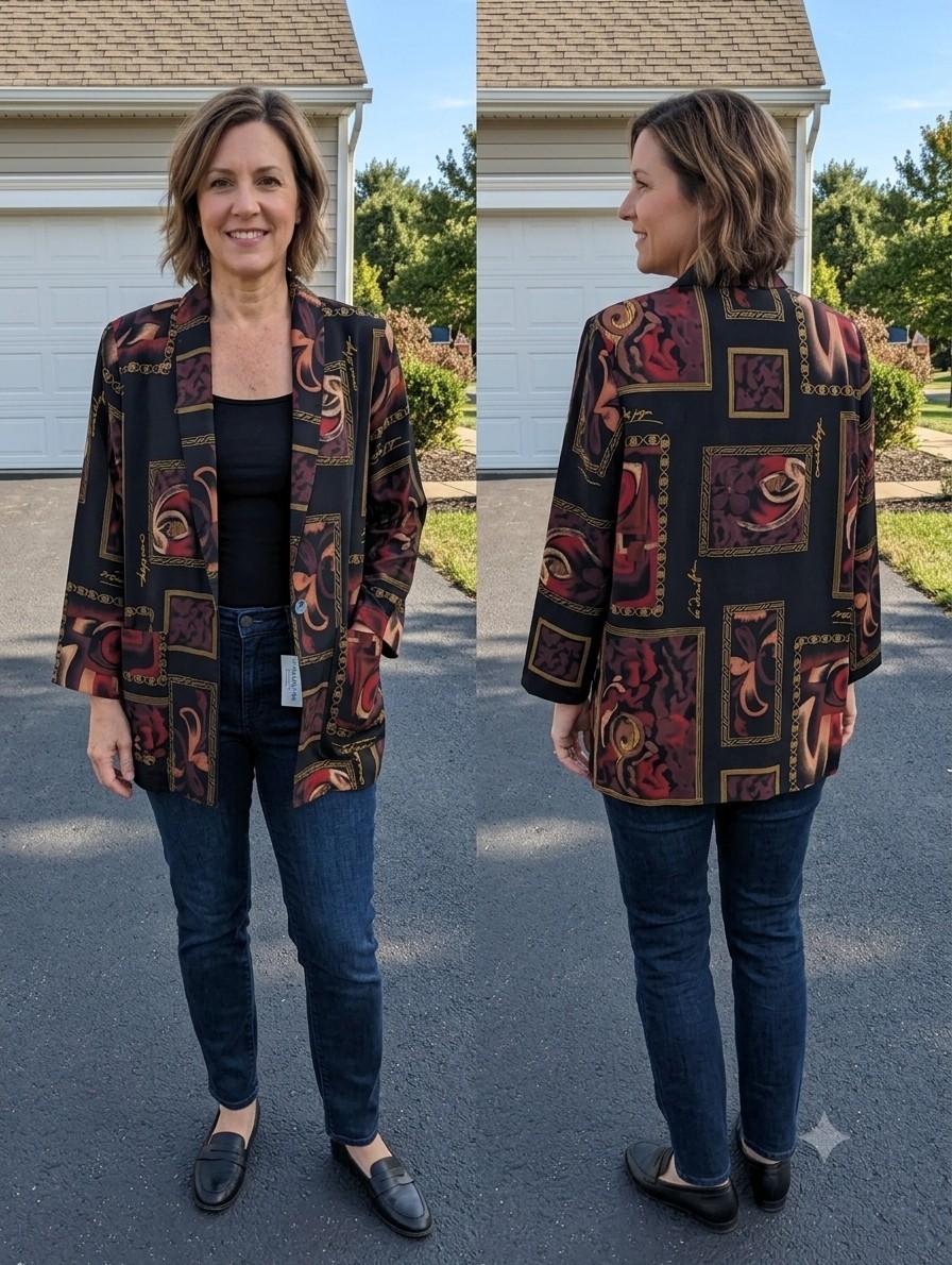Vtg Kensington Square Abstract Blazer S Geometric Whimsigoth Artsy Blazer USA
