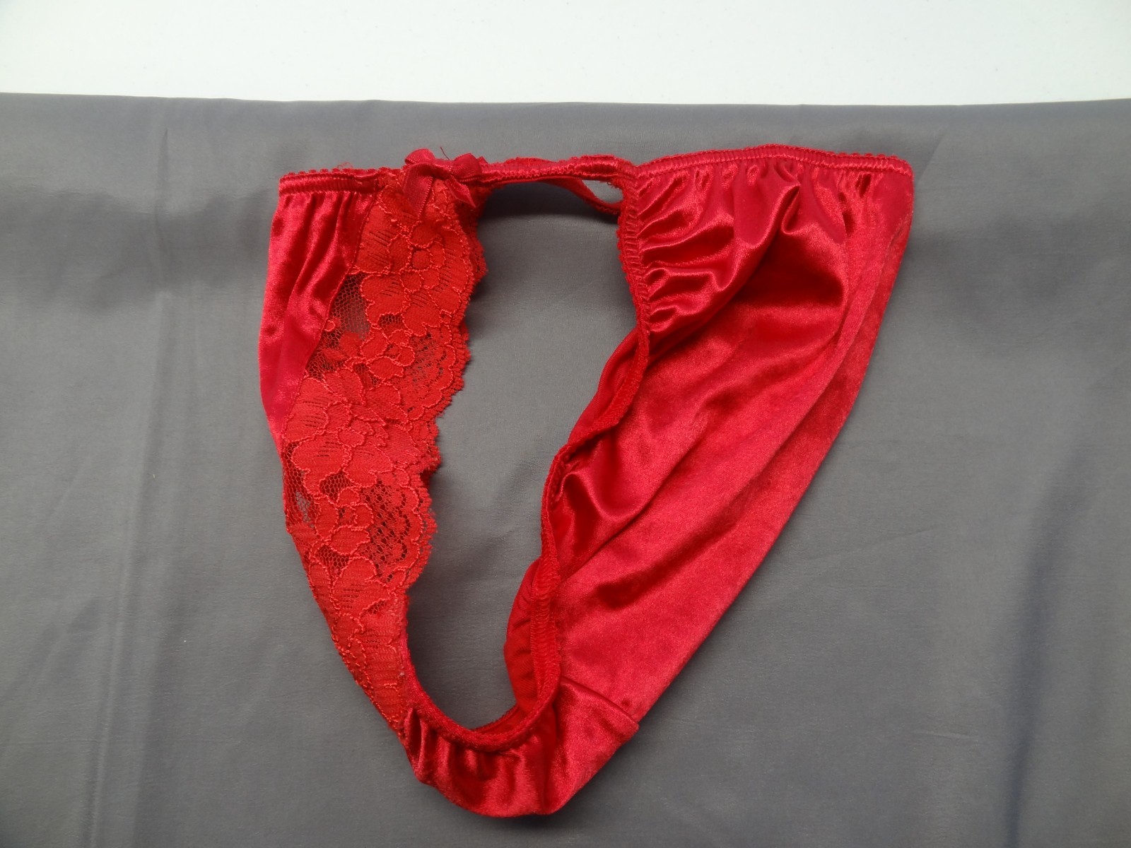 Victoria’s Secret S 5 VTG Satin String Bikini Nylon Stretch Lace 80s Gold Label