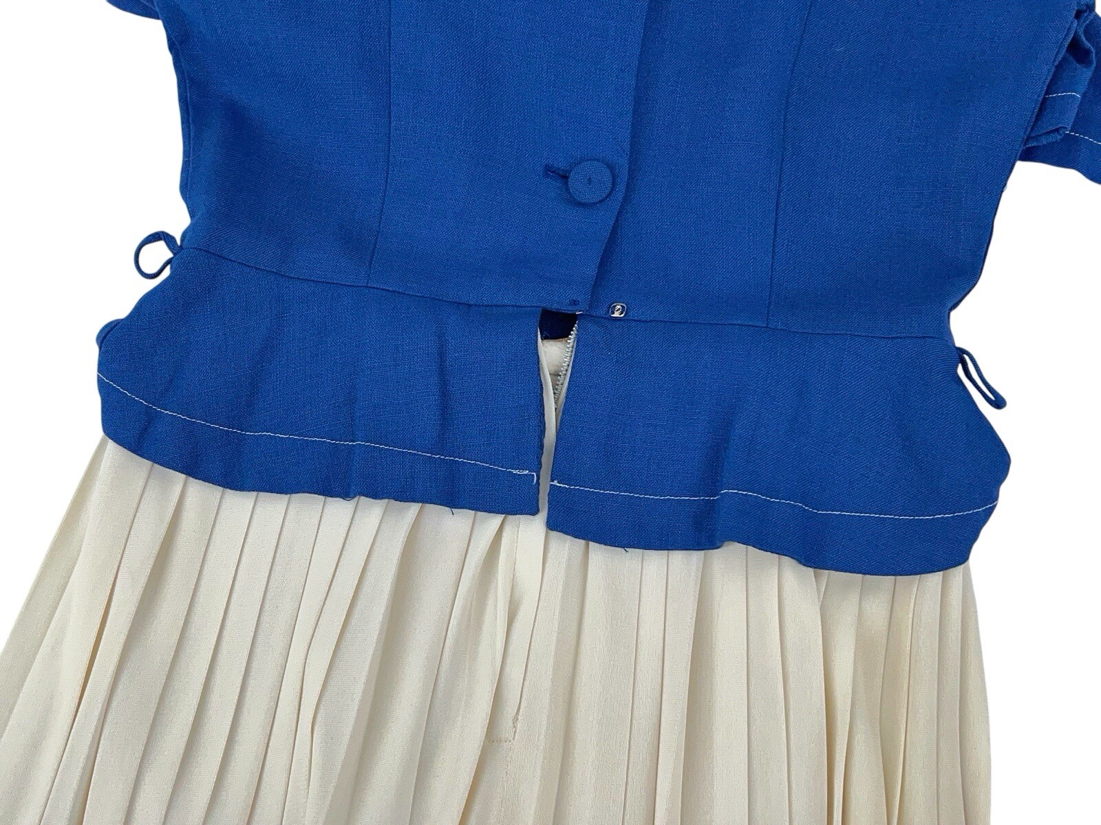 Vintage 1950’s Navy Day Dress Pat Perkins Rayon Pleated Skirt Size 4