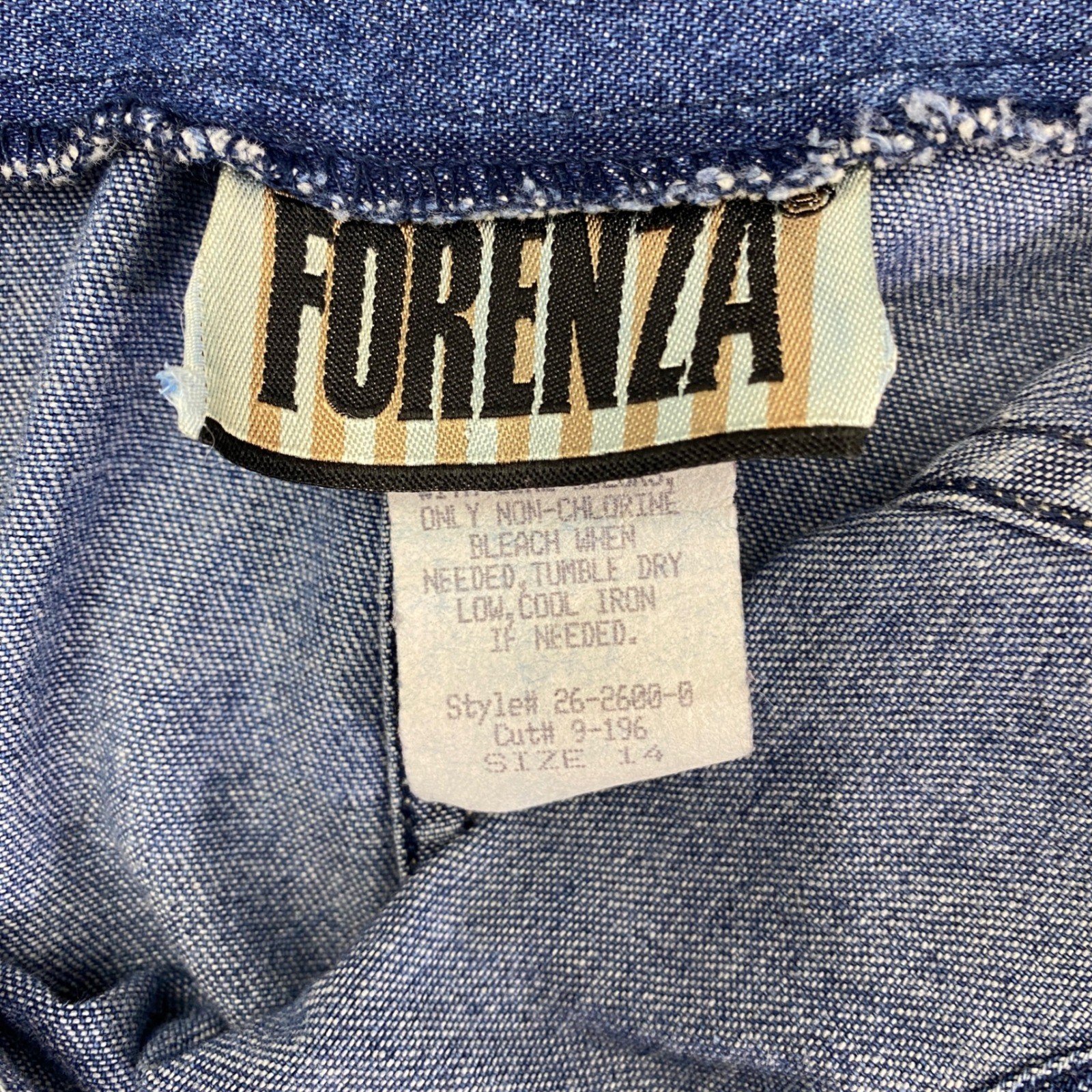 Forenza Denim Pinafore Suspender Skirt Dress Womens 14 Vtg 90s Overall Midi Bibs
