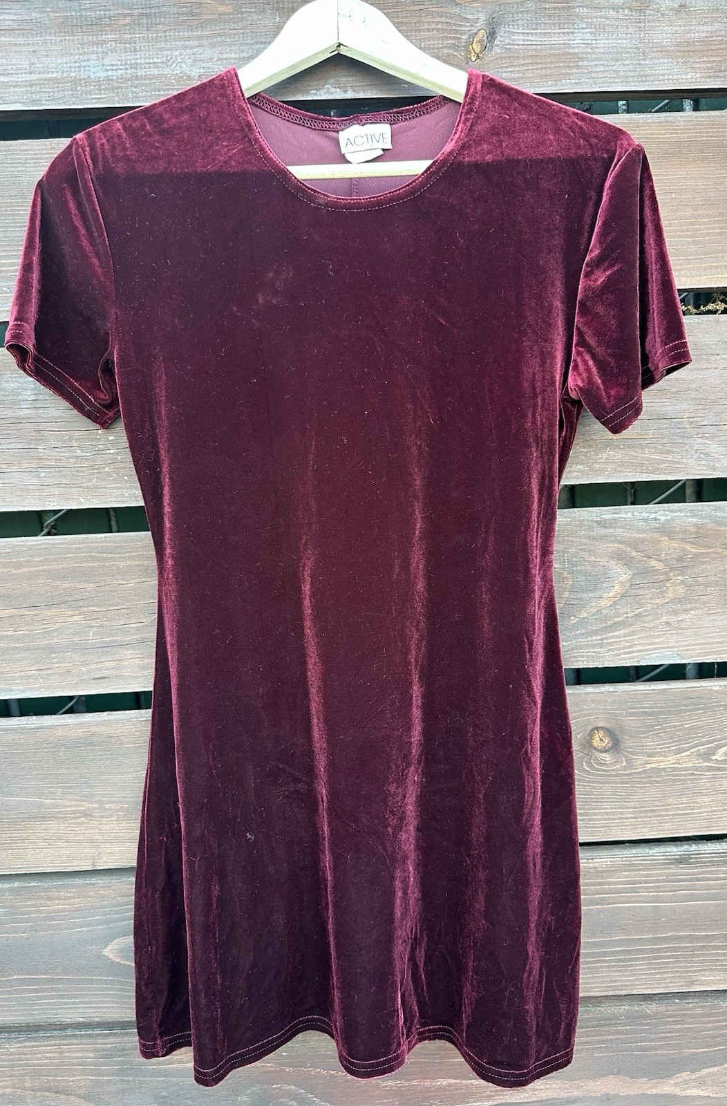 Vtg Active USA Deep Red Velour Mini Dress *Size 2-4