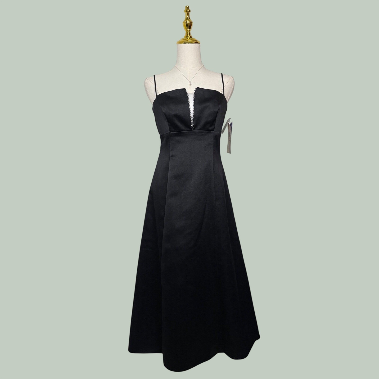 vintage 90s betsy & adam by jaslene elegant black white rhinestone dress NWT y2k