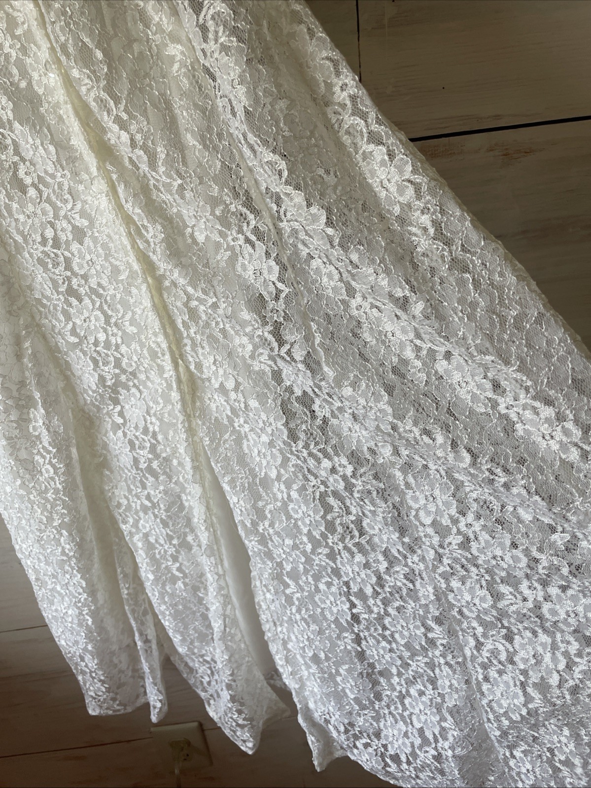 Long White Lacey 1996 Vintage Wedding Dress Sarah Richards Boho Victorian