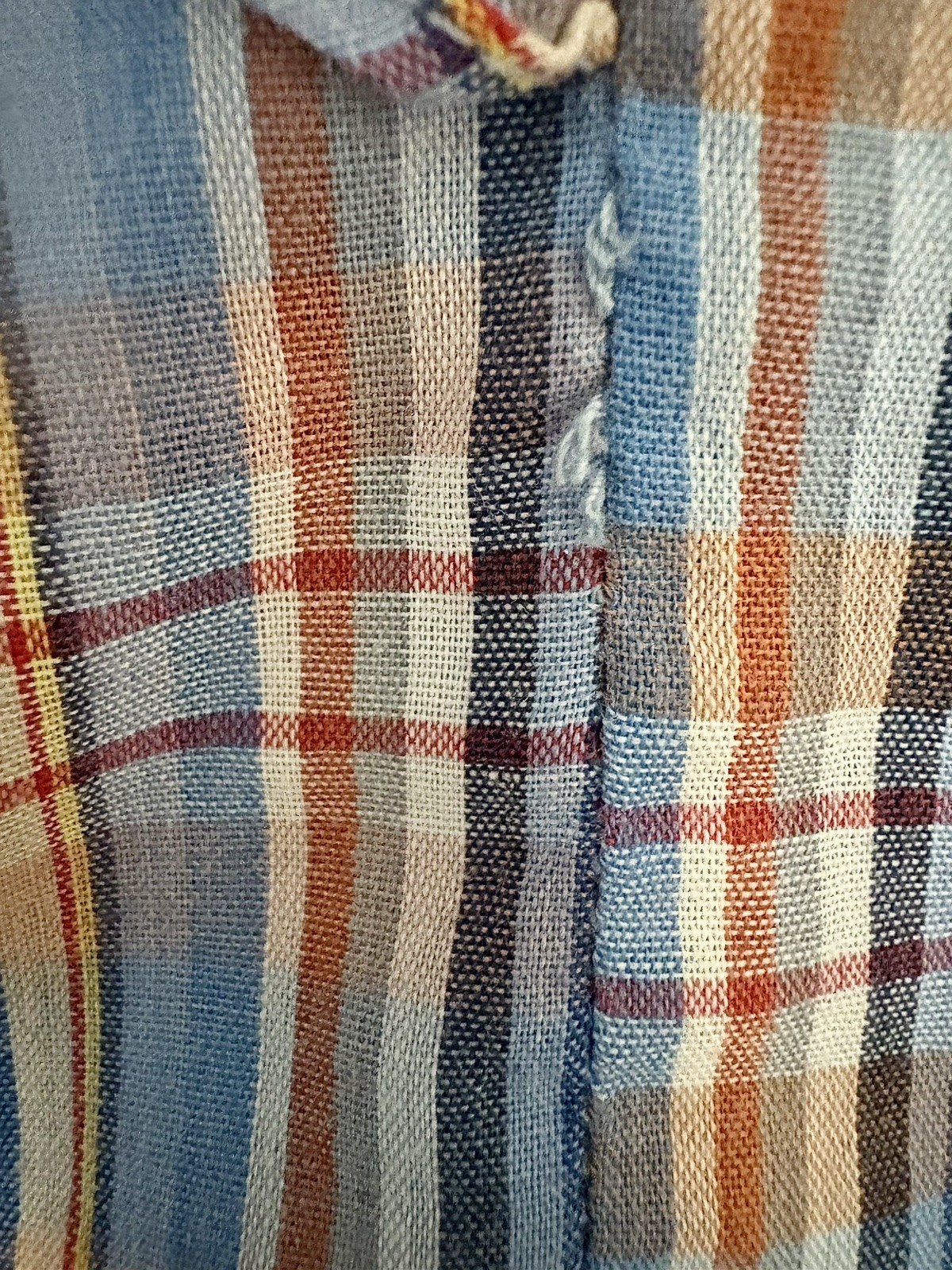 Vintage 70s Plaid Prairie Ruffle Blouse M Cottagecore Puff Sleeve Peasant Top