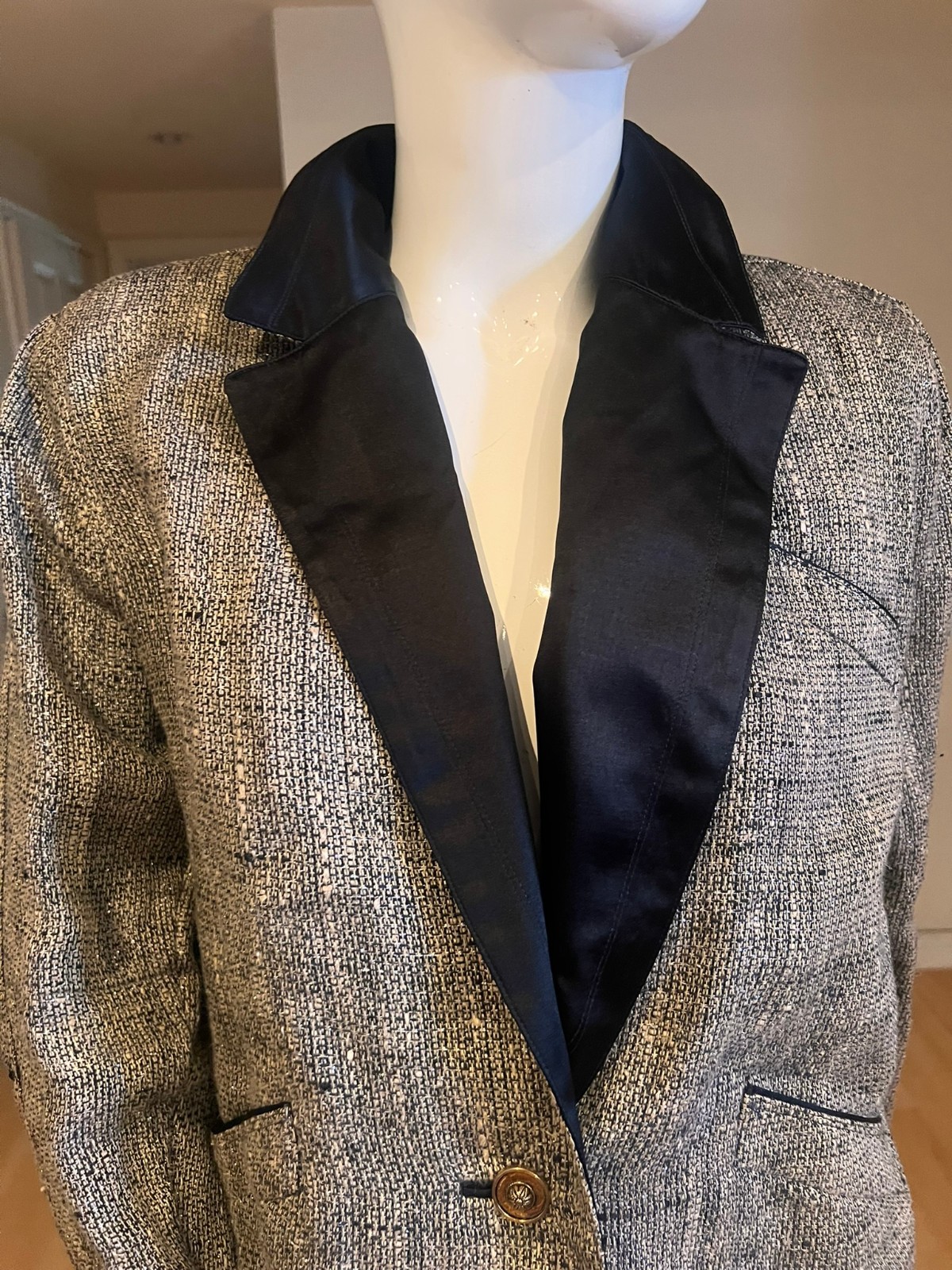 VINTAGE 80’S GIANNI VERSACE TWEED SILK LINEN BLAZER SZ L LARGE