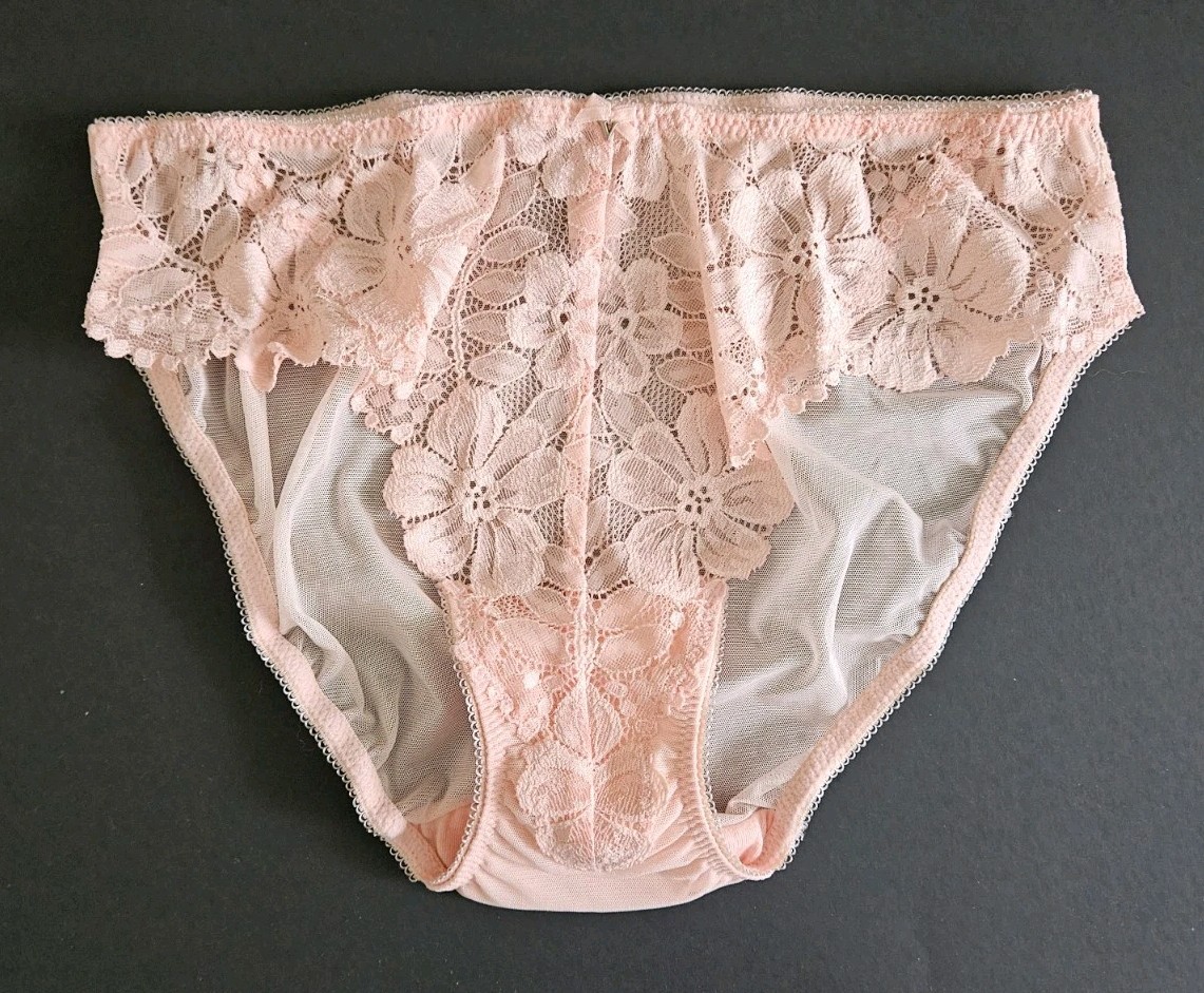 Vtg 90s Victorias Secret Lace Mesh Hi Cut Leg Medium Pink High Cut Panties NEW 2