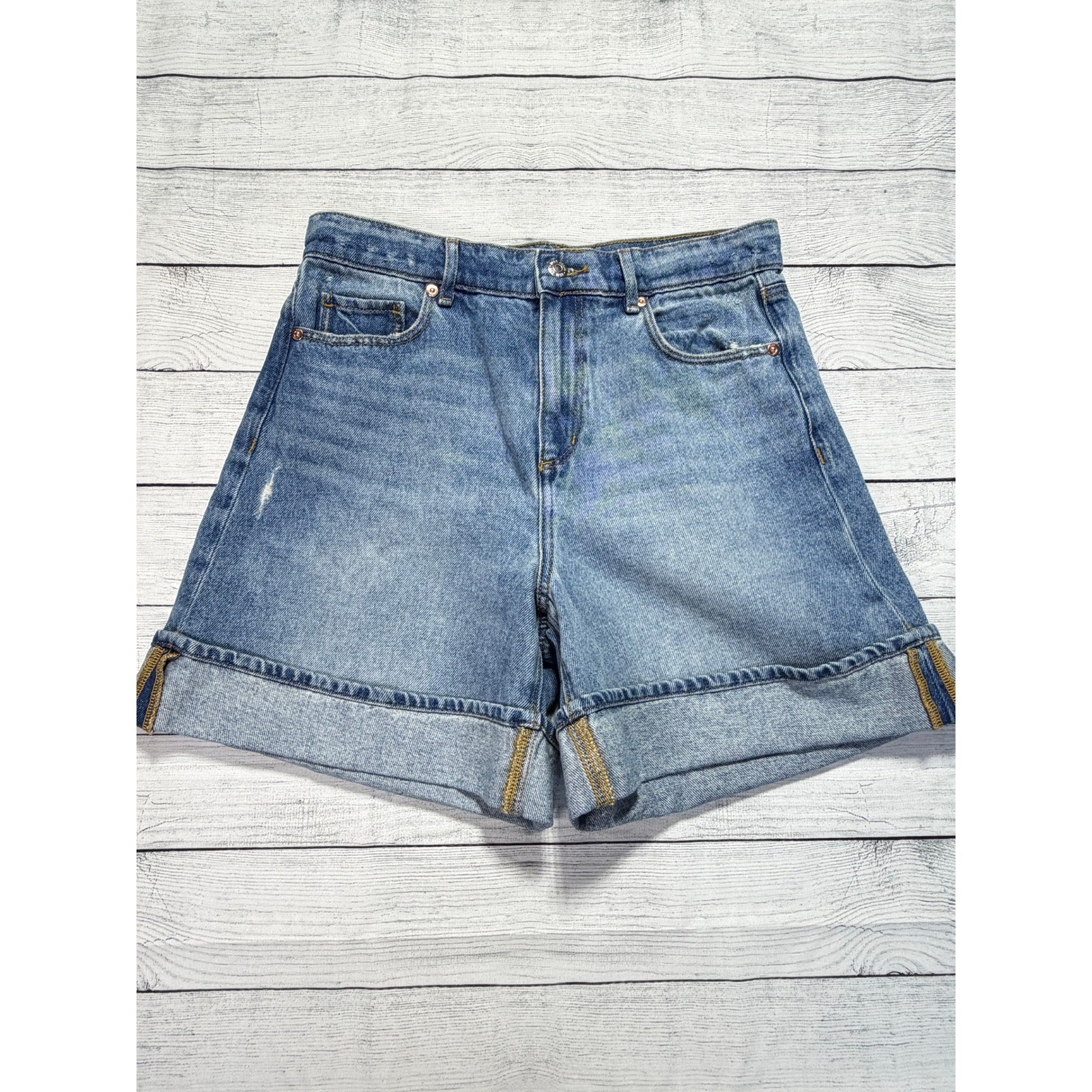 Loft A-line High Rise Denim Shorts Womens 26 Cotton Boho Casual Summer Chic