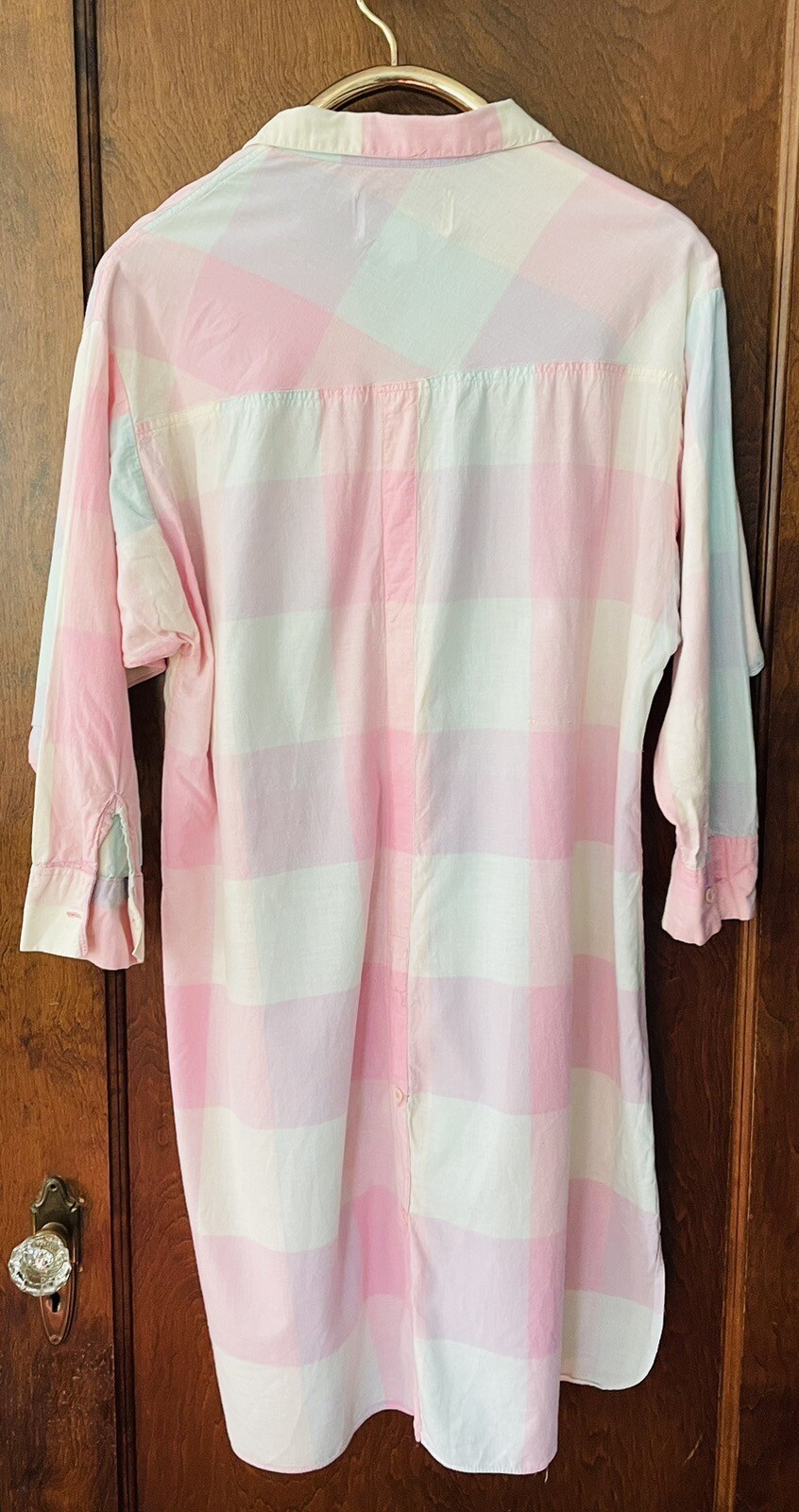 Vtg Jodie Arden Cotton Nightgown Robe Long Sleeve Sz L Multicolor Button 80’