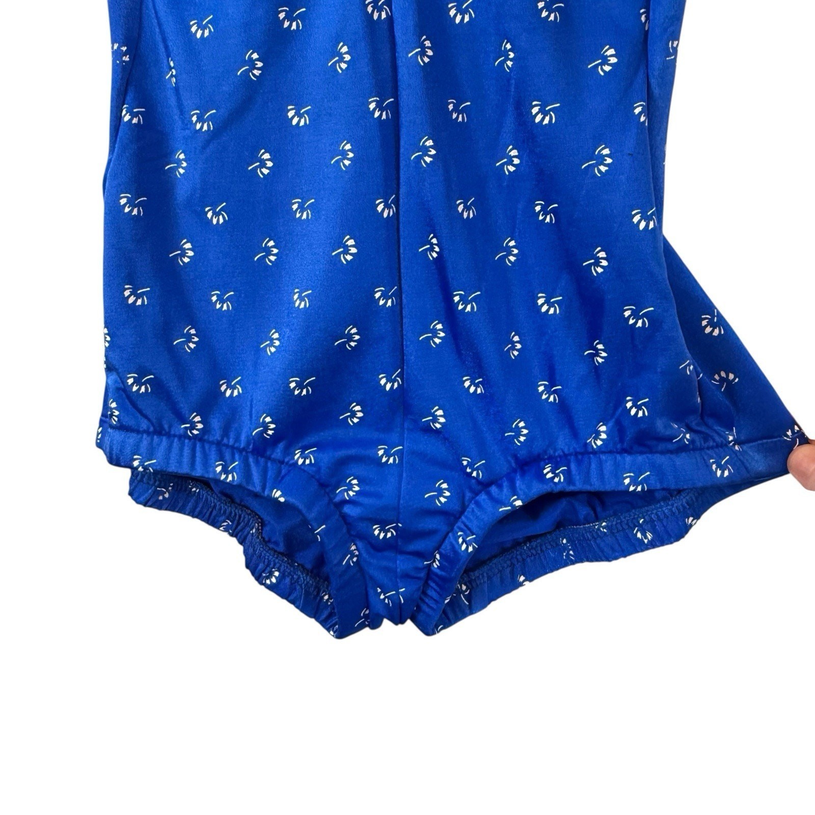VTG Pinup OnePiece Swimsuit SIZE 10 Mod Blue Floral Bathing Costume Louisa Brook