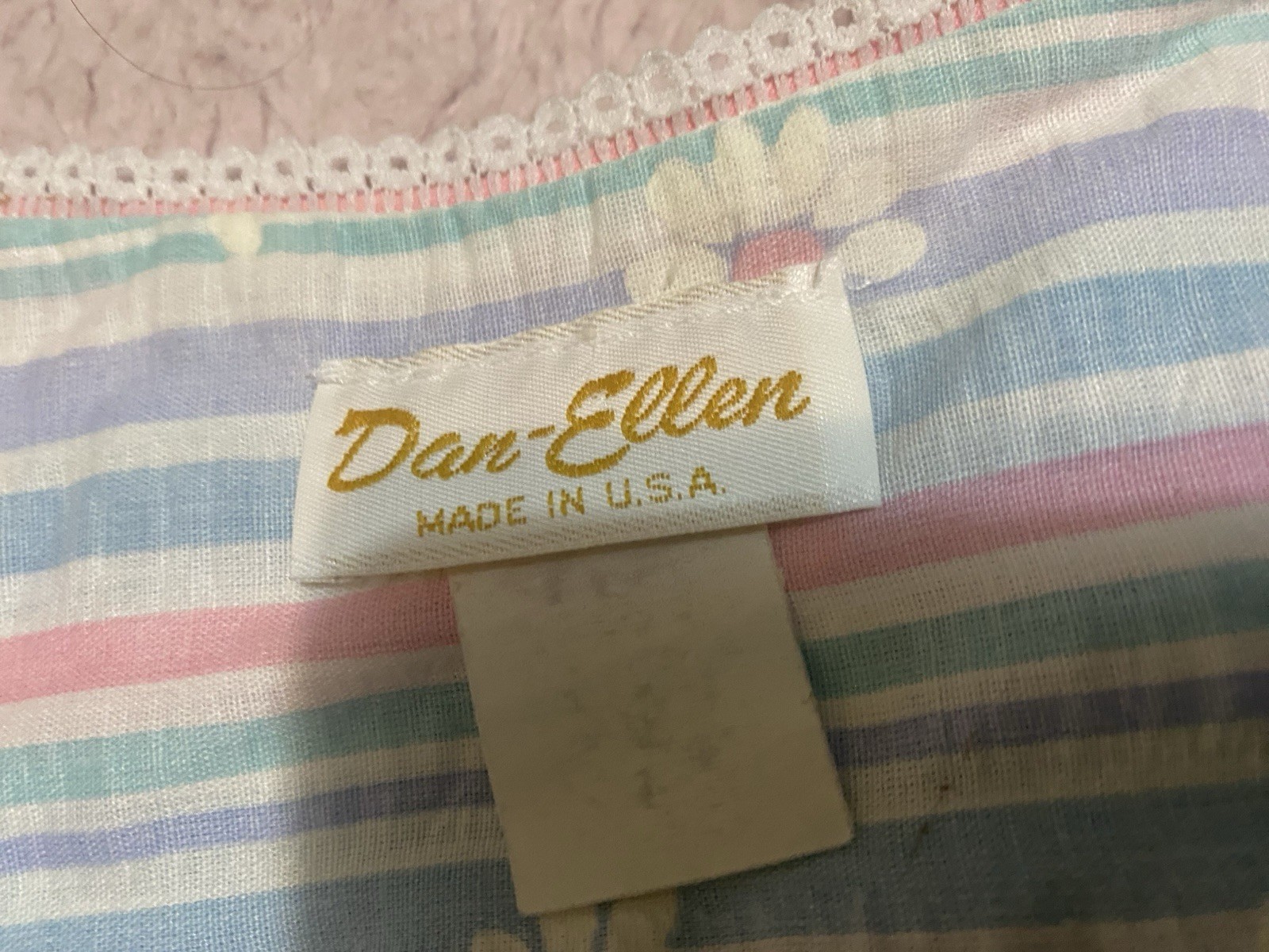 Vintage Dan Ellen Vertical Pastel Striped House Dress Snap Front Women’s Small