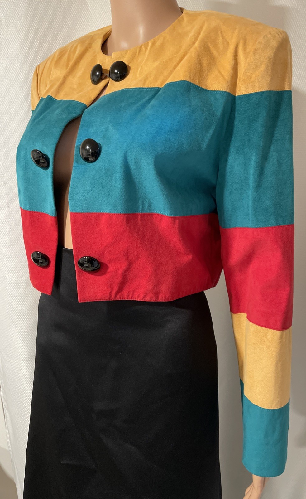Vintage Howard Wolf Color Block Ultra Suede Bolero Jacket Size Small