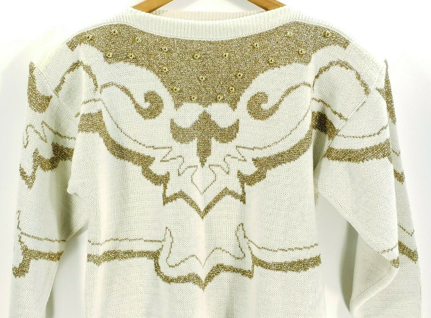 Vintage Maurada Sweater Women’s Large Cream Gold Design Retro Pullover