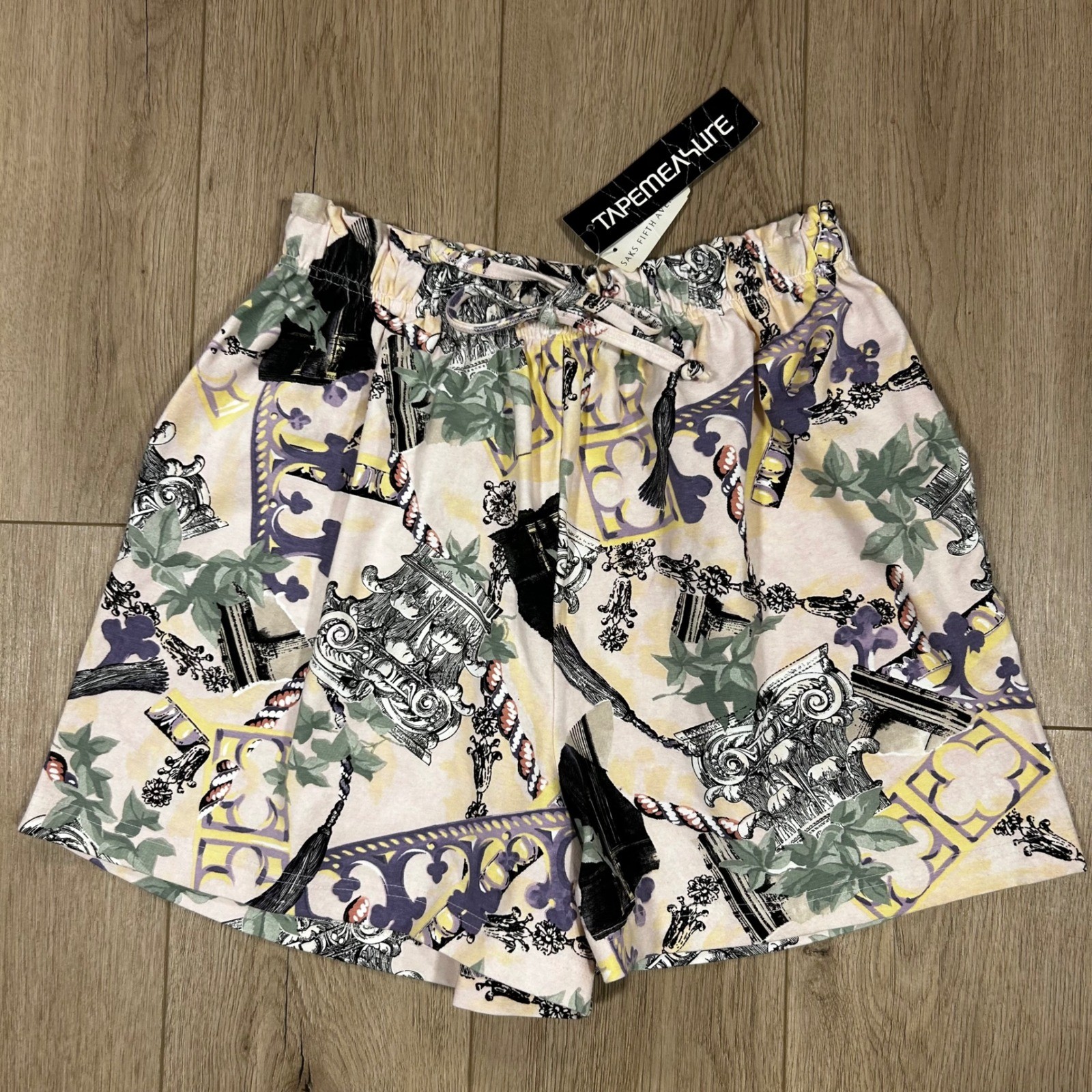 Vintage Baroque Architectural Maximalist Print Shorts Saks Fifth Avenue M/L