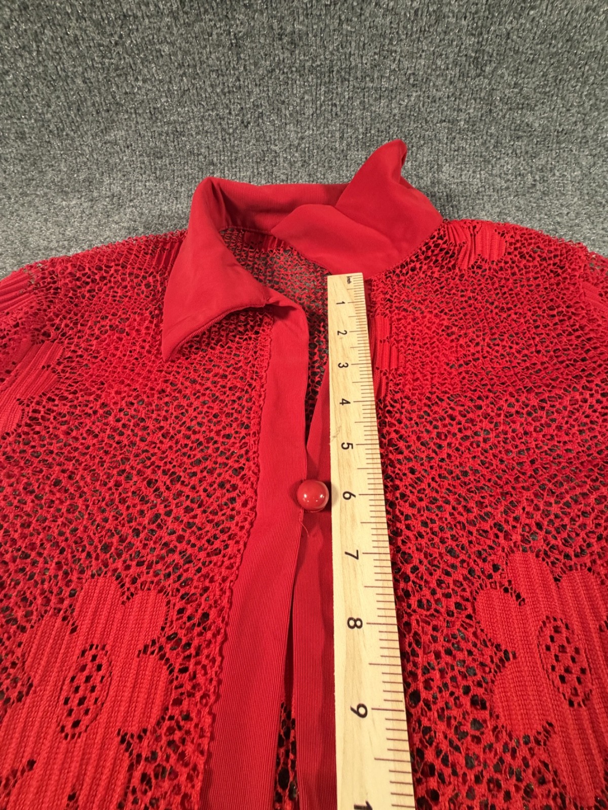 Vintage 1970’s Red Floral Lace Blouse NO TAGS / NO SIZE