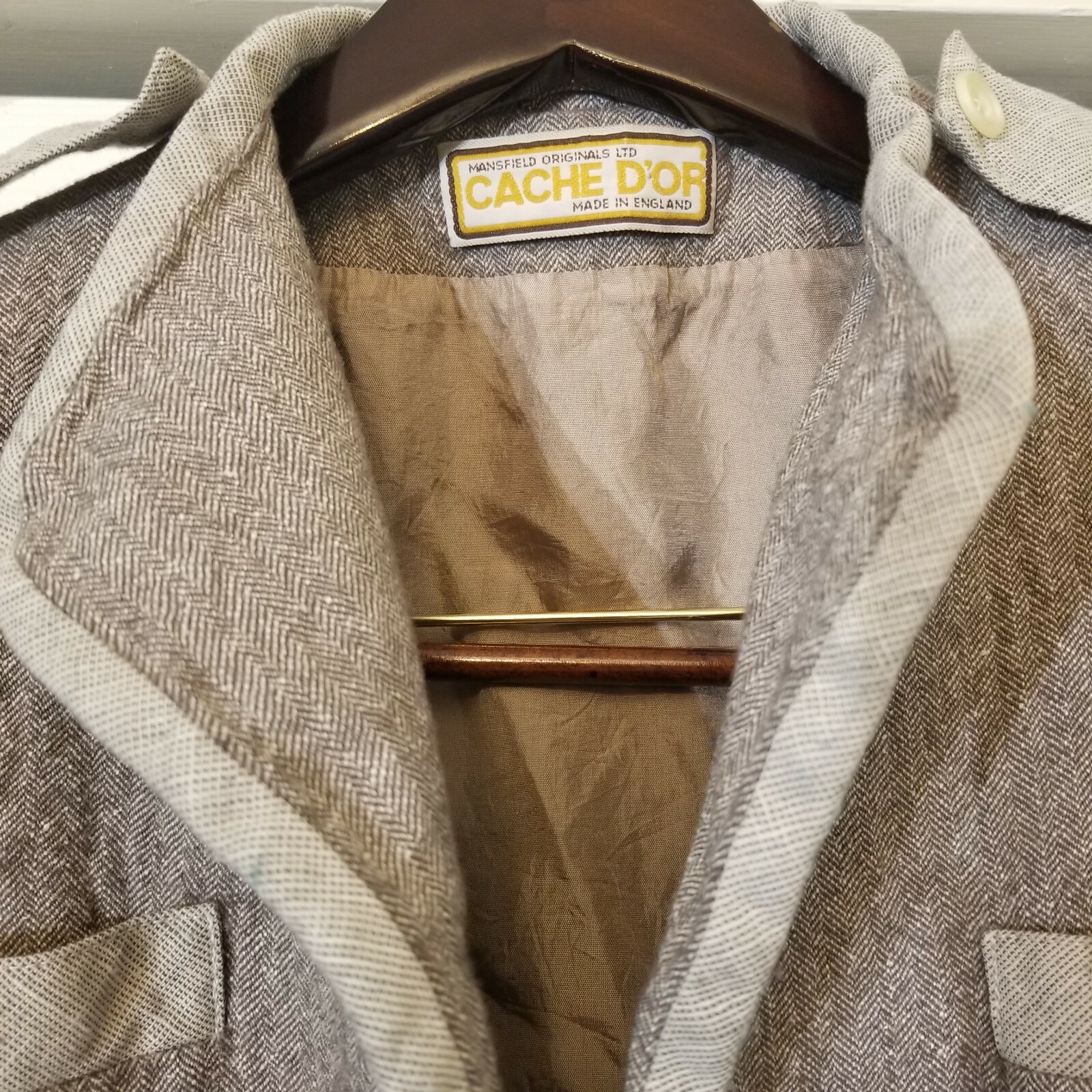CACHE D’OR Vintage Sand Color Wool Silk Blend Blazer Jacket Mansfield US12 UK14