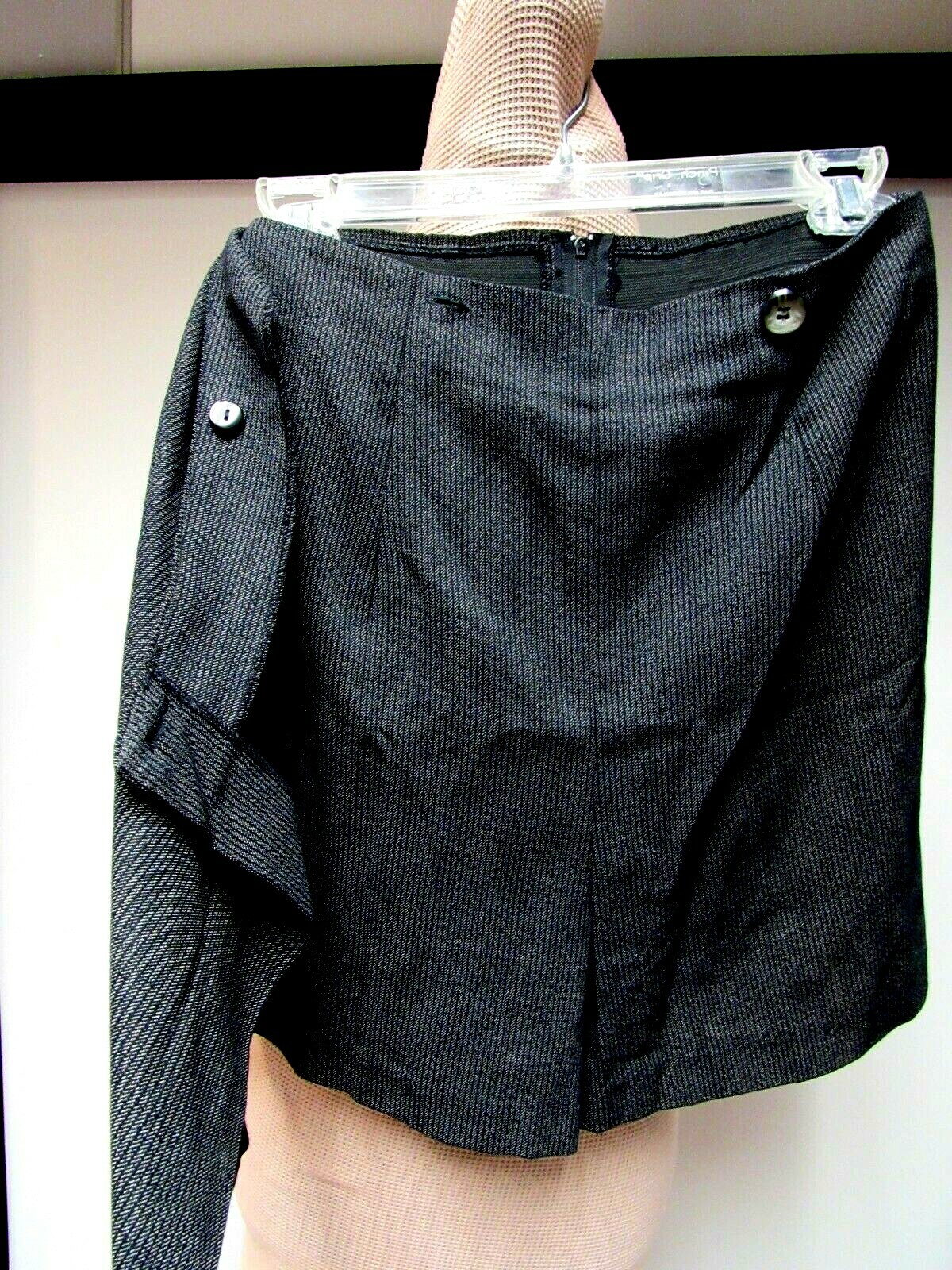 VTG ALL THAT JAZZ Flat Front Skort Shorts Pinstripe Charcoal Gray Black 9/10 EUC