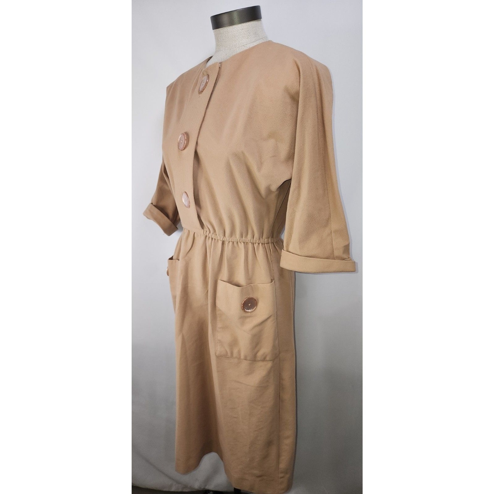 Vintage 60’s or 70’s Lisa Petites Women’s Brown Button Dress