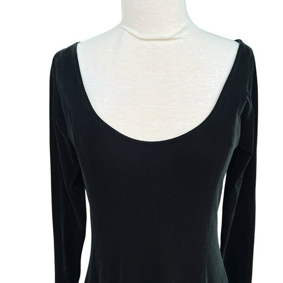 VTG Bruno Duluc Kush Black Velvet Scoop Neck Skater Dress Whimsigoth Witchy XL