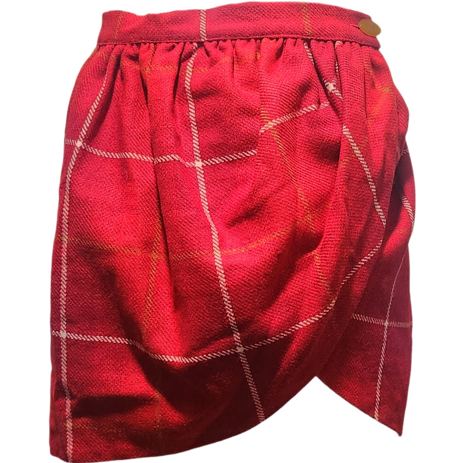 FW 1994 Vivienne Westwood On Liberty Wool Petales Skirt Plaid Red Mini Crini 90s