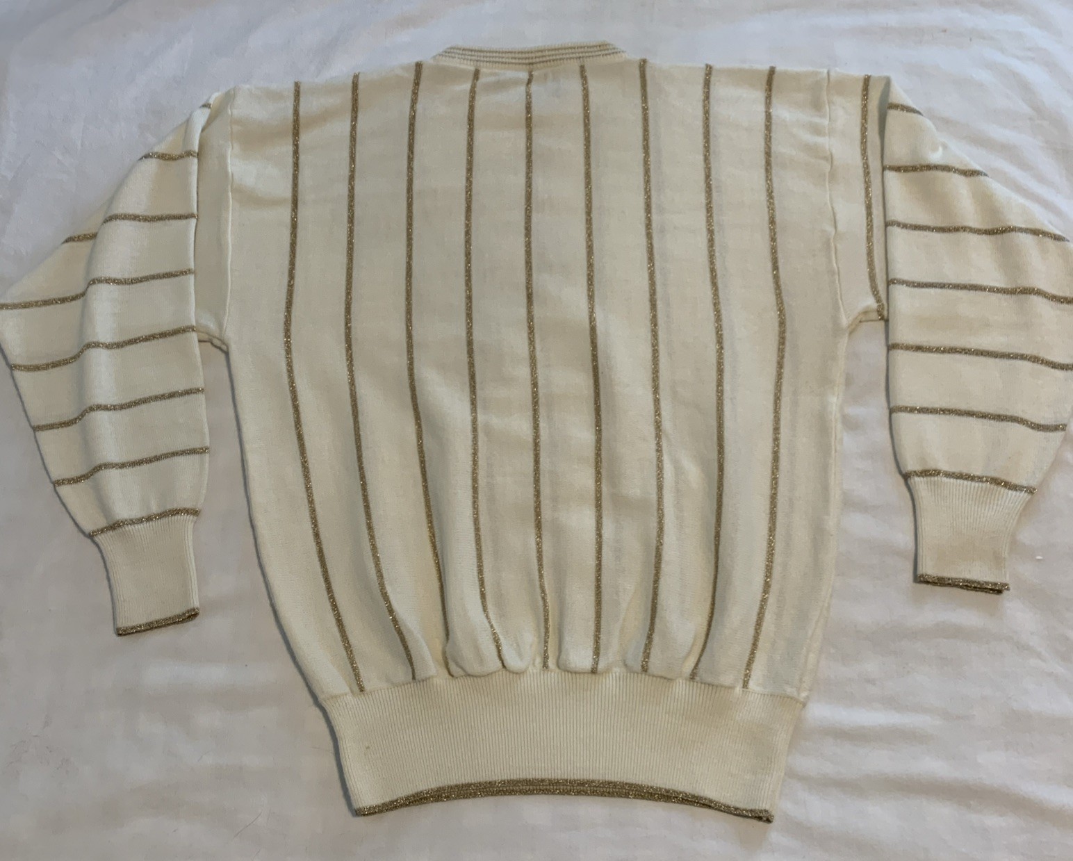 Regency Collection Christmas Vintage Beaded Sparkle Gold Shimmer Knit Sweater M