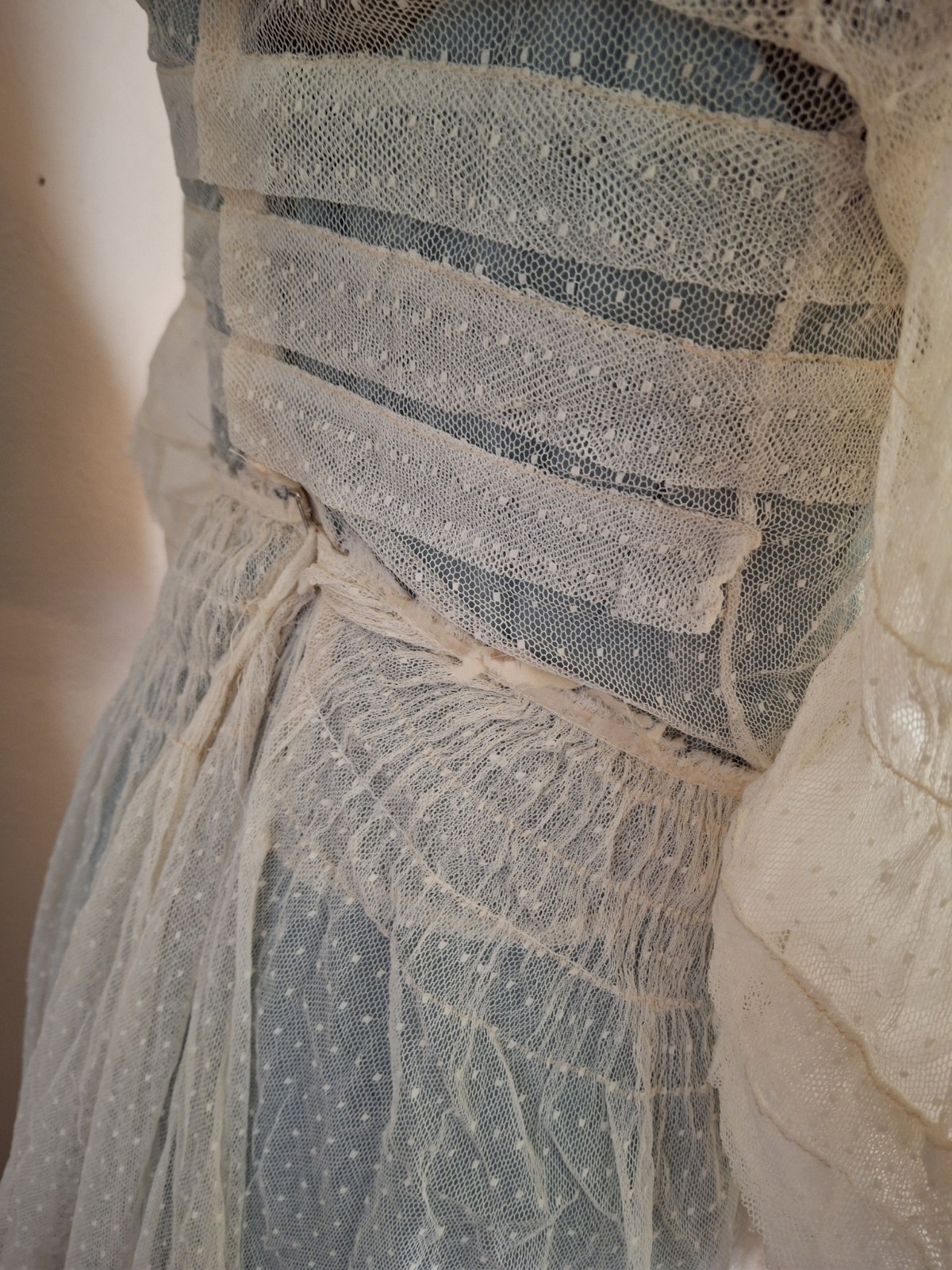 Vintage 1900 Charming Swiss Dotted/Ribbon Trim Bodice & Skirt