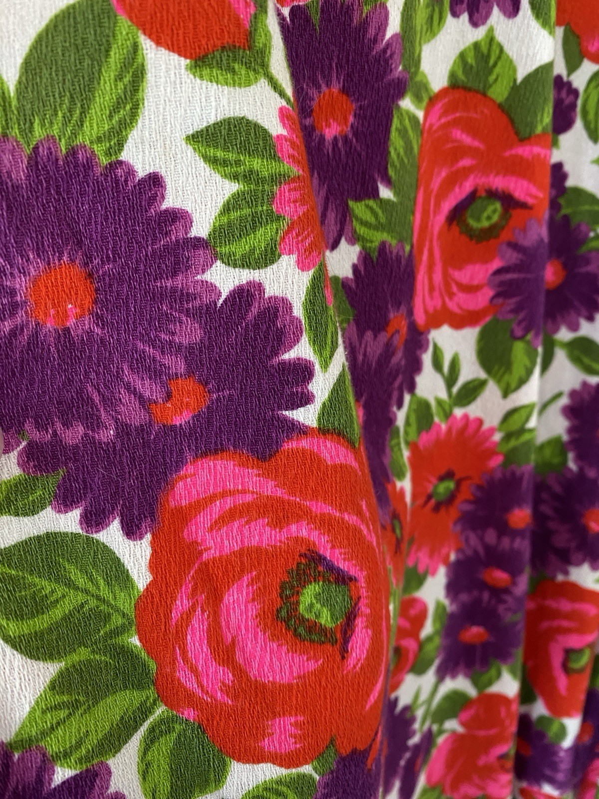 Vintage 60s 70s Hawaiian Barkcloth Muumuu Pink Purple Floral Maxi Shift Pockets
