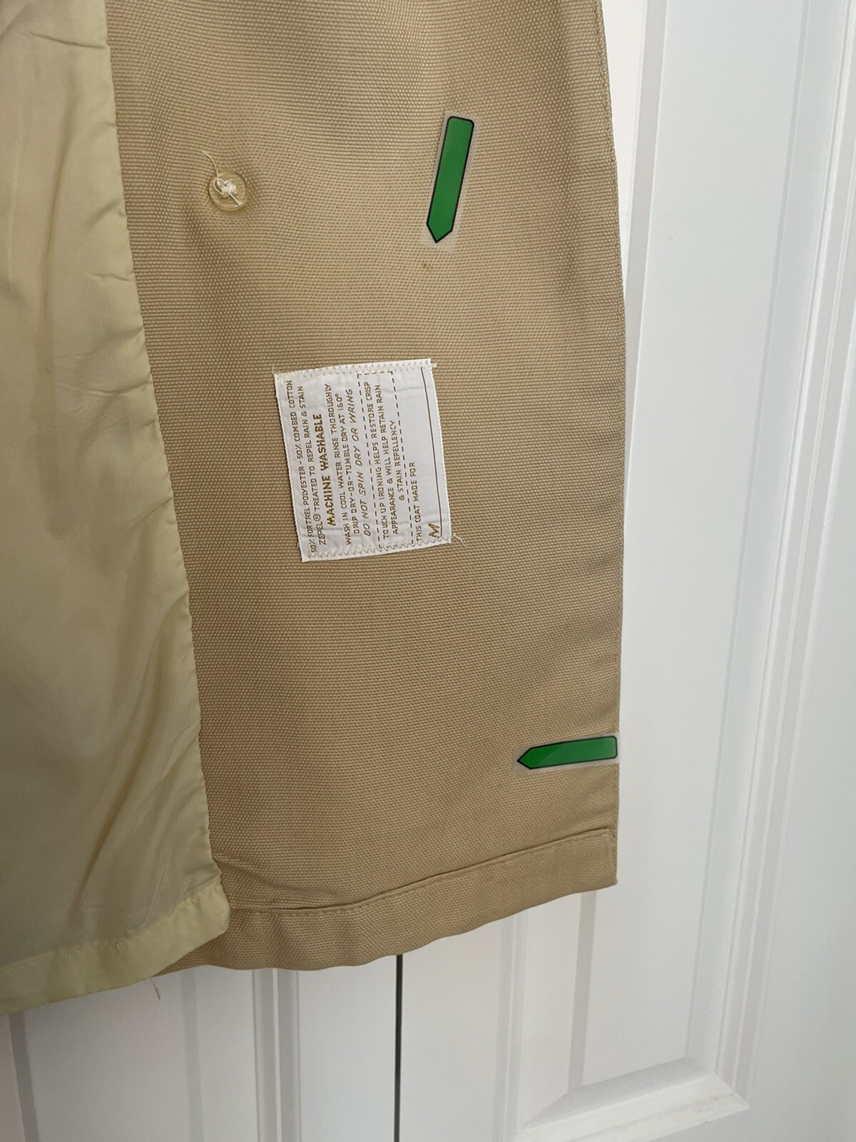 Vintage Jerold Outer Banks Collection XS Beige Double Breasted Lined Jacket Coat
