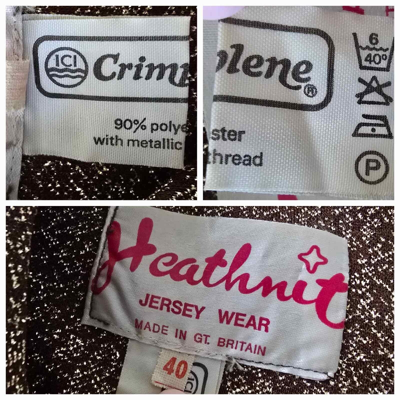 Vintage 70s HEATHNIT Jersey Wear Evening Crimplene Set Maxi Dress Blazer Size 40