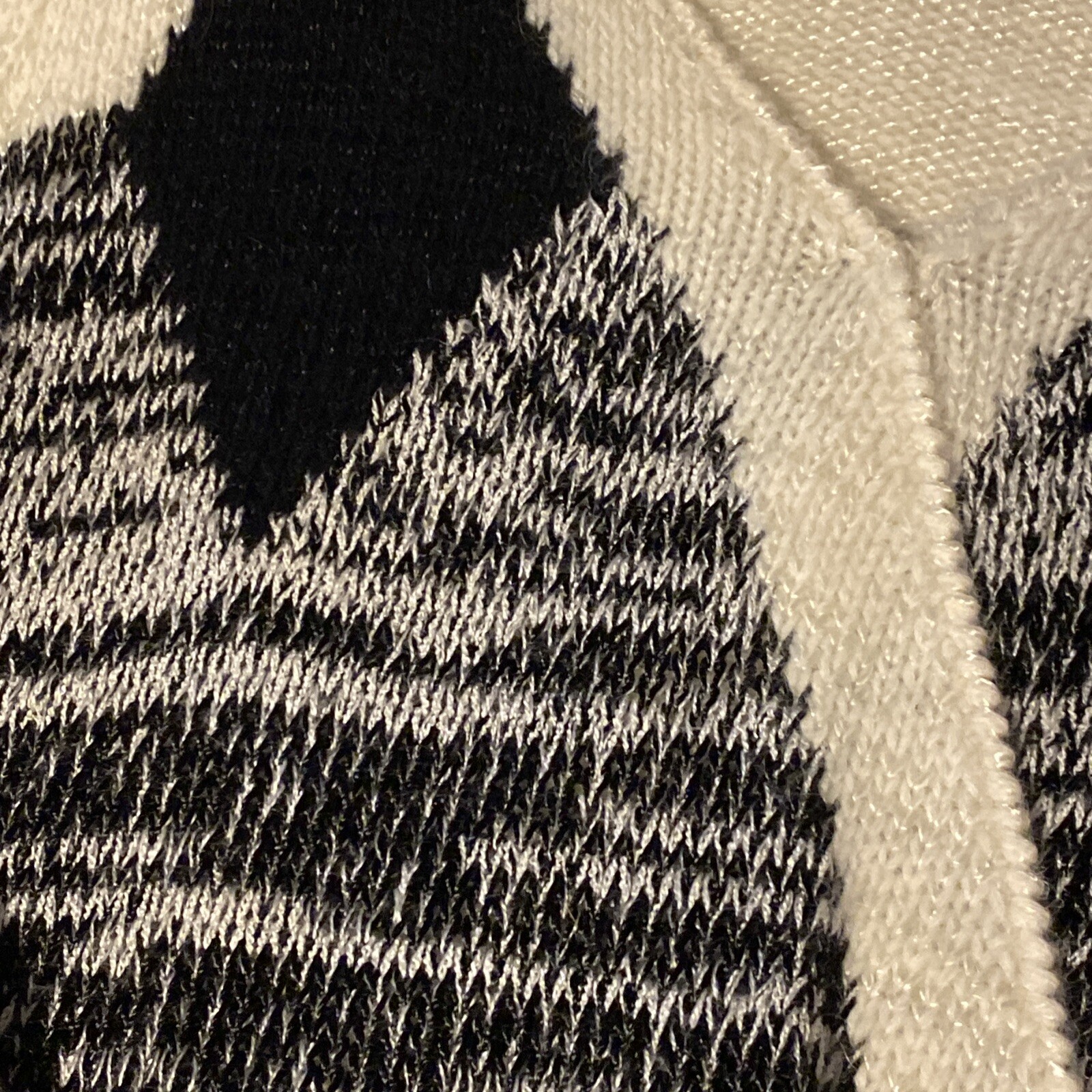 Vintage 80s Ginenne Sweater Medium Women Black White Lambswool Angora Geometric