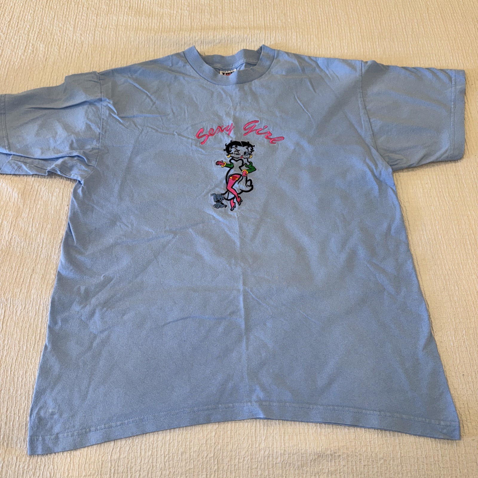 Vtg Betty Boop Adult Shirt XL „Sexy Girl” in a Pretty Blue Color
