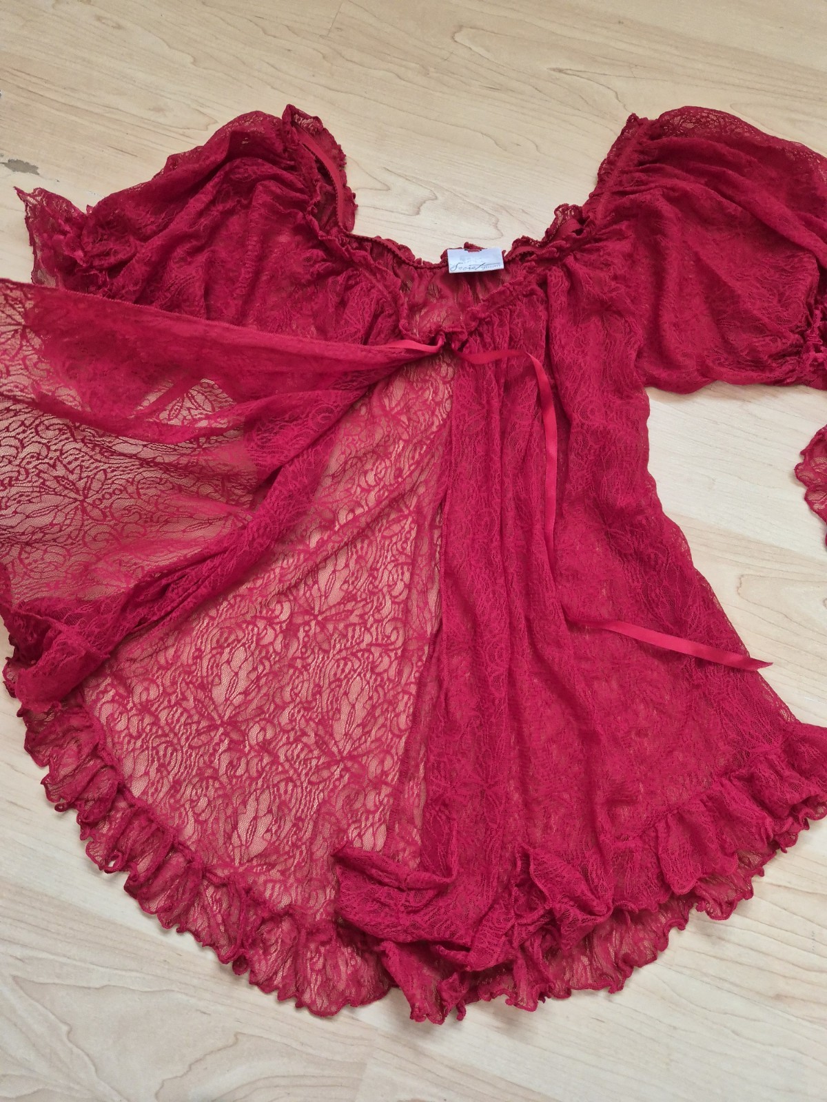 Vintage 90s 2pc Babydoll Panty Set Coverup Jacket All Nylon Lingerie Medium