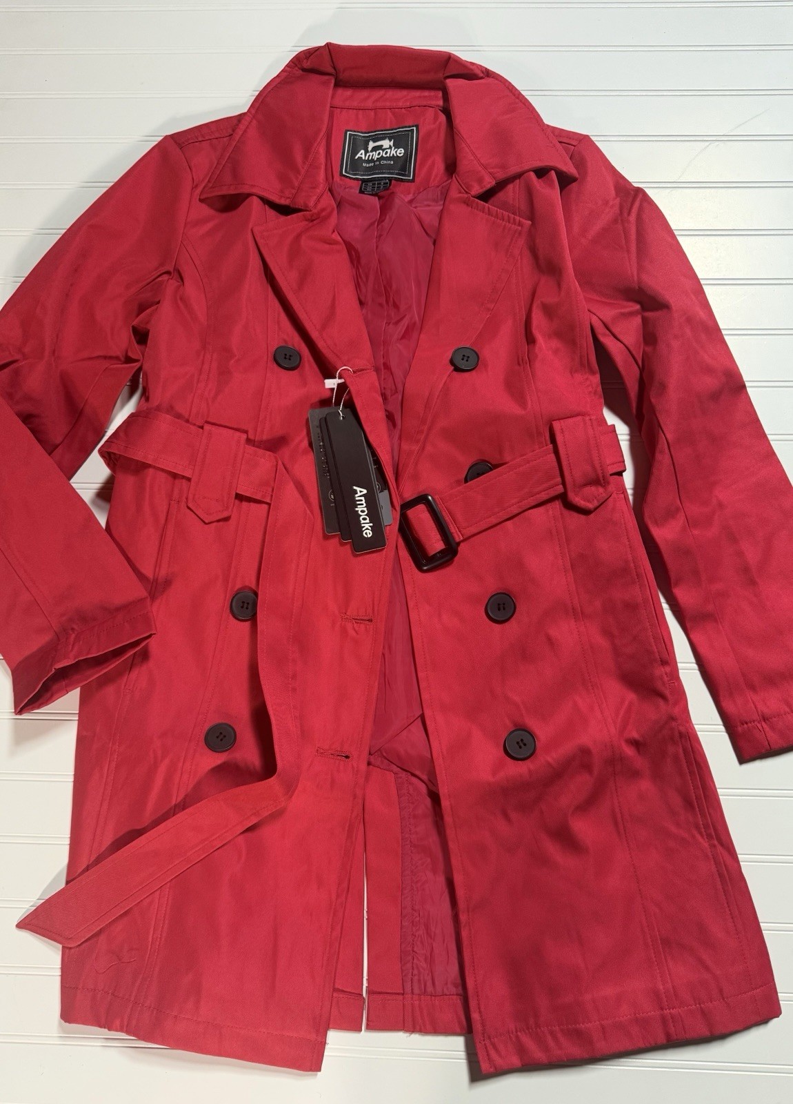 Ampake Women’s Trench Coat Jacket Red Breathable Durable Comfort Small