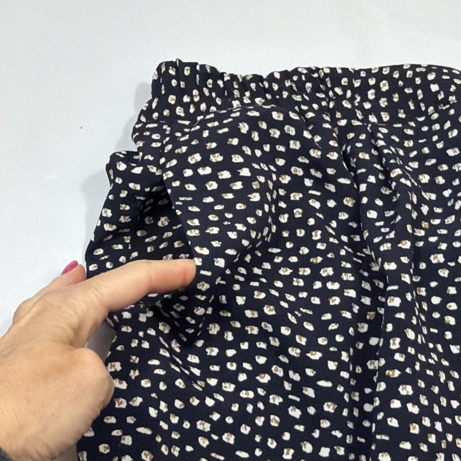 Vintage Black High Stretchy Waist Pants White Dotted Print Joyce Size 12 Women’s
