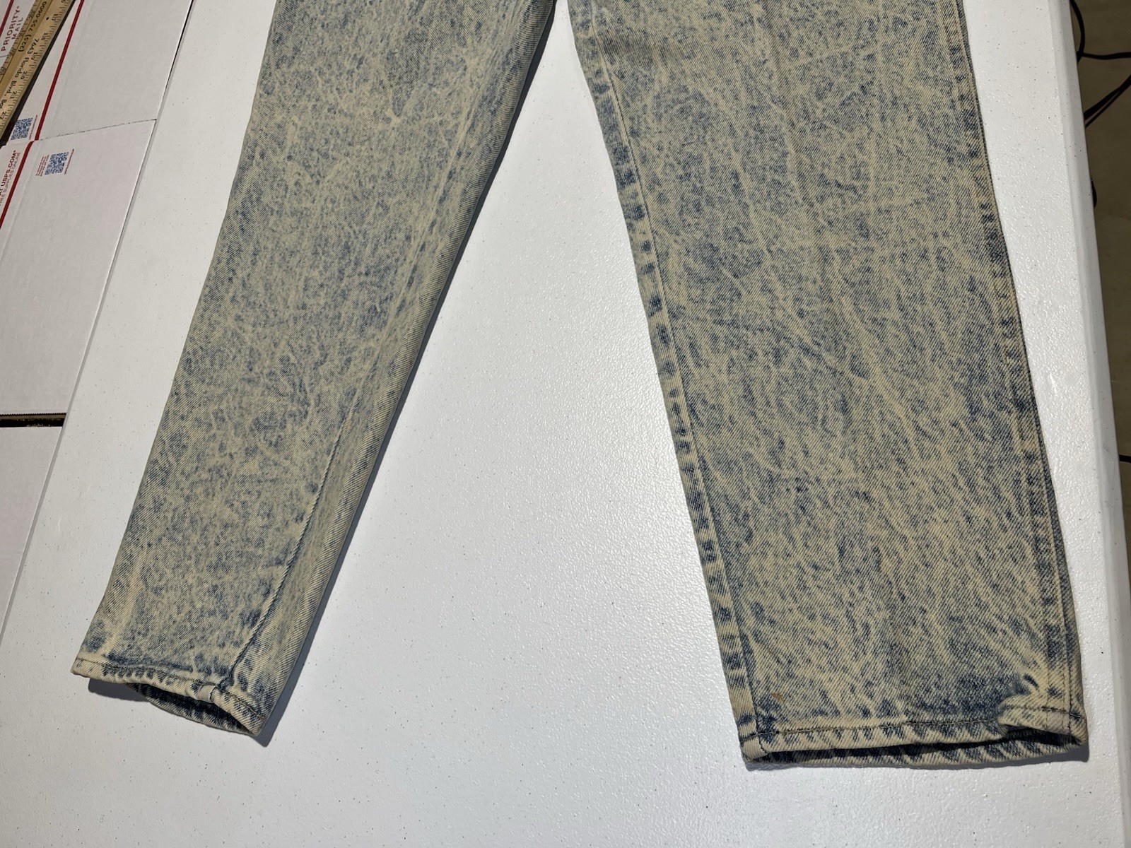 NEW VINTAGE 1989 PS Gitano ACID WASHED Women 16 32×30 Denim Blue Jeans USA MADE