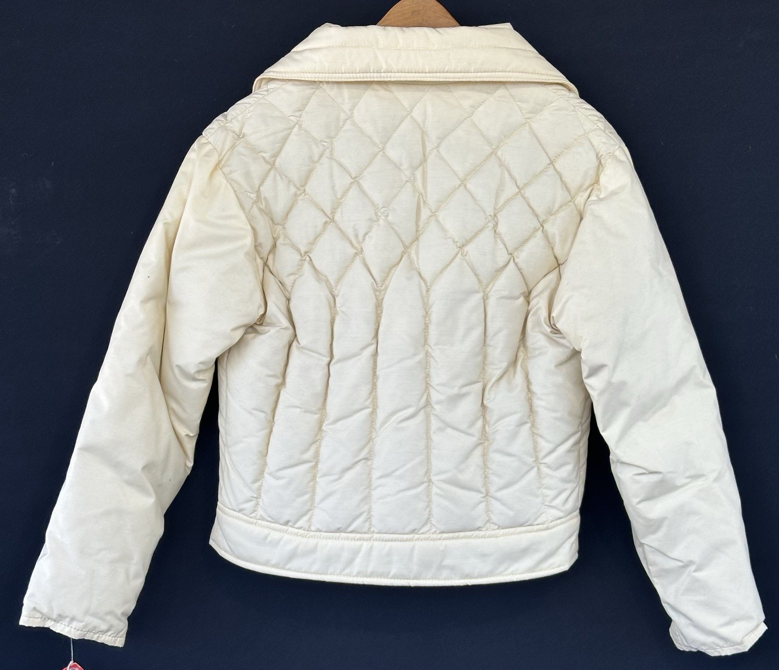 VTG TEMPCO Puffer Jacket Down Insulated Quilted 70s Cream Women’s Size 14