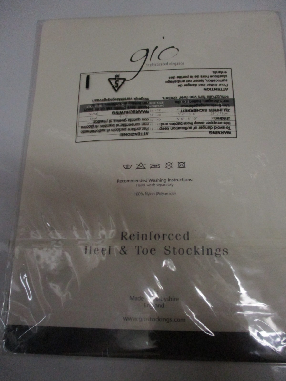 1PR VINTAGE GIO CONTRAST RHT SHEER FLAT KNIT NYLON STOCKINGS 11 LONG BLACK