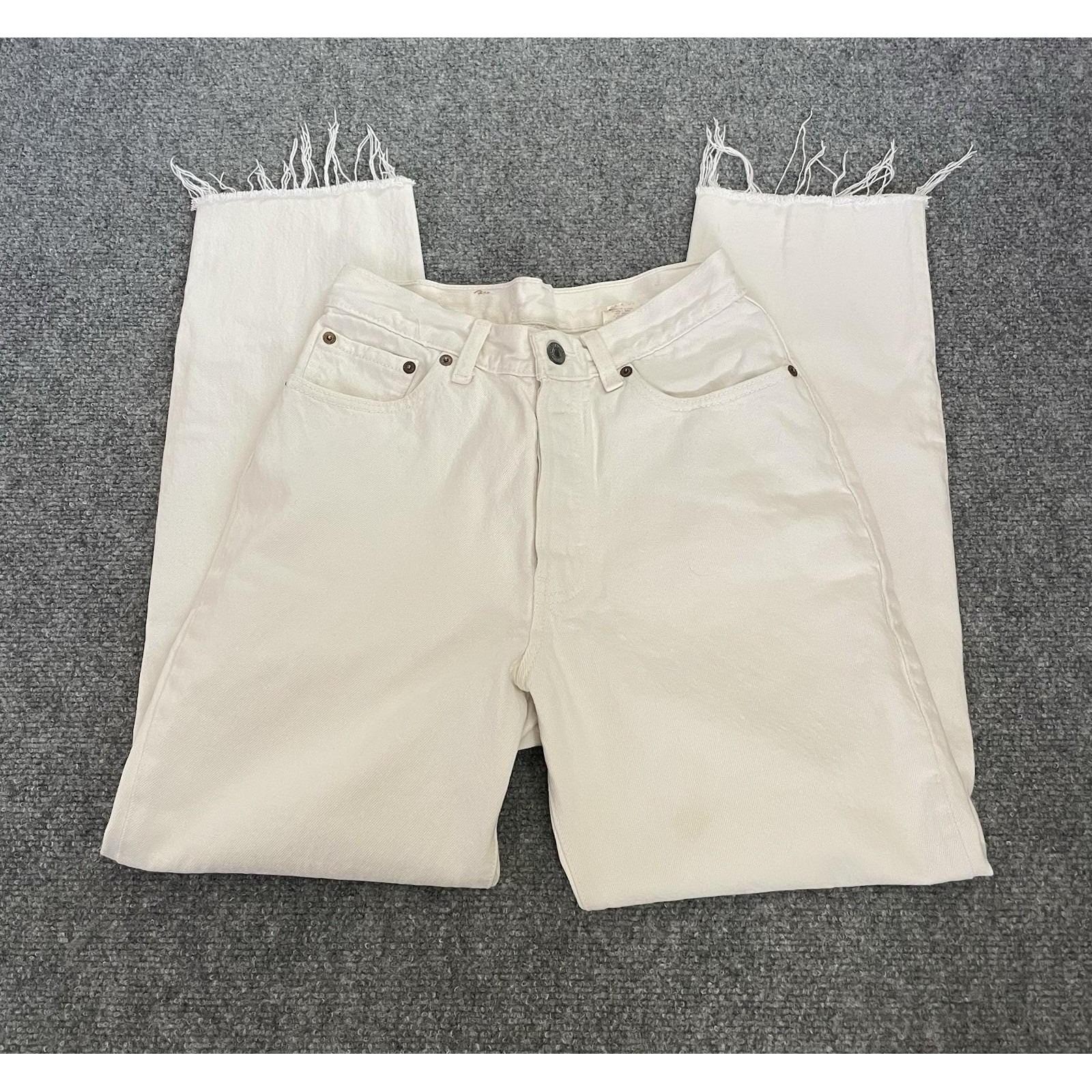 Vintage Levi’s Button Fly Jeans Paper Patch 70’s USA Size 9 White Denim 25×27