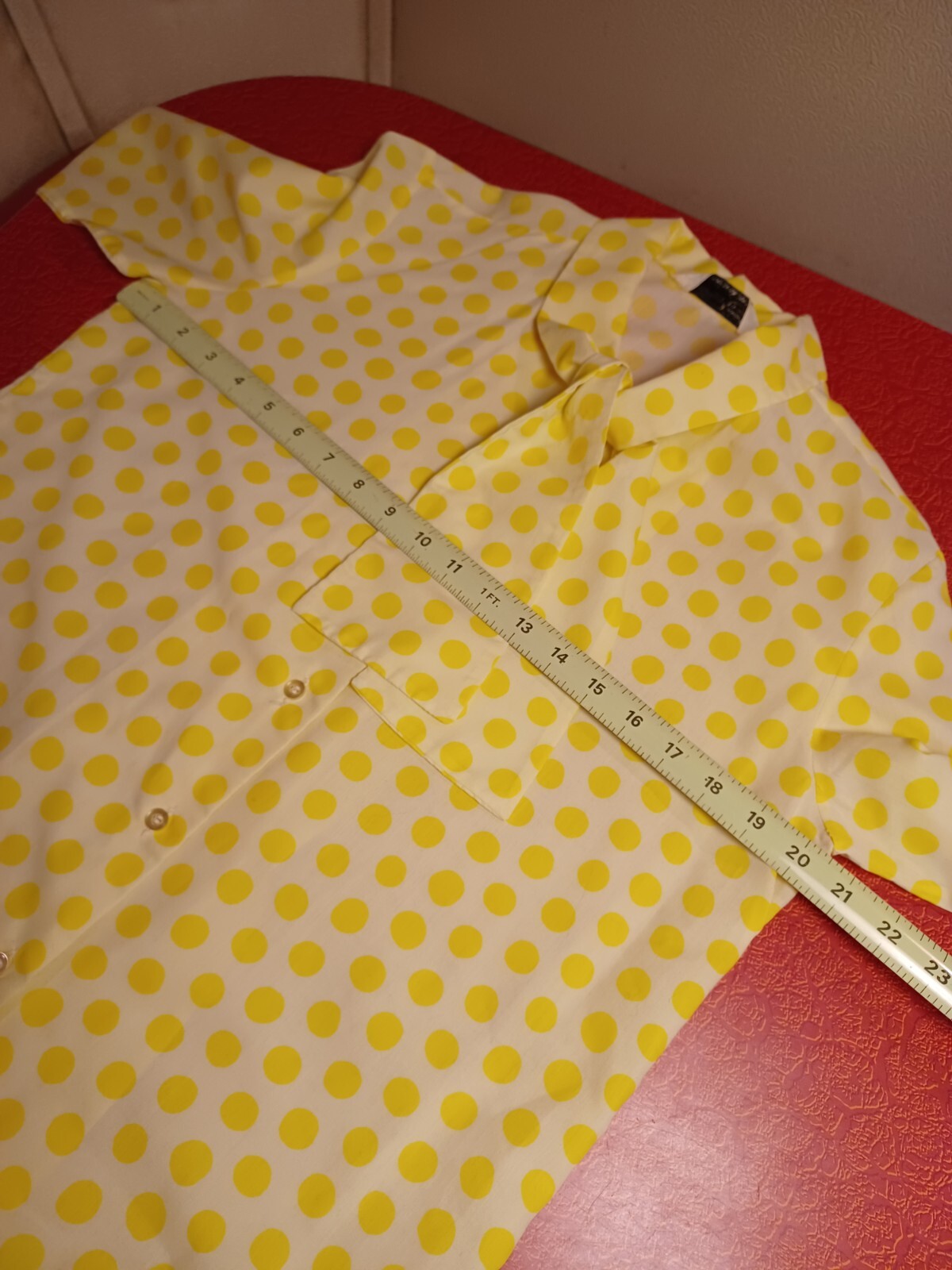 True Vintage Mid-century 1960s Yellow Polka Dot Brentshire Blouse Shirt MCM Mod