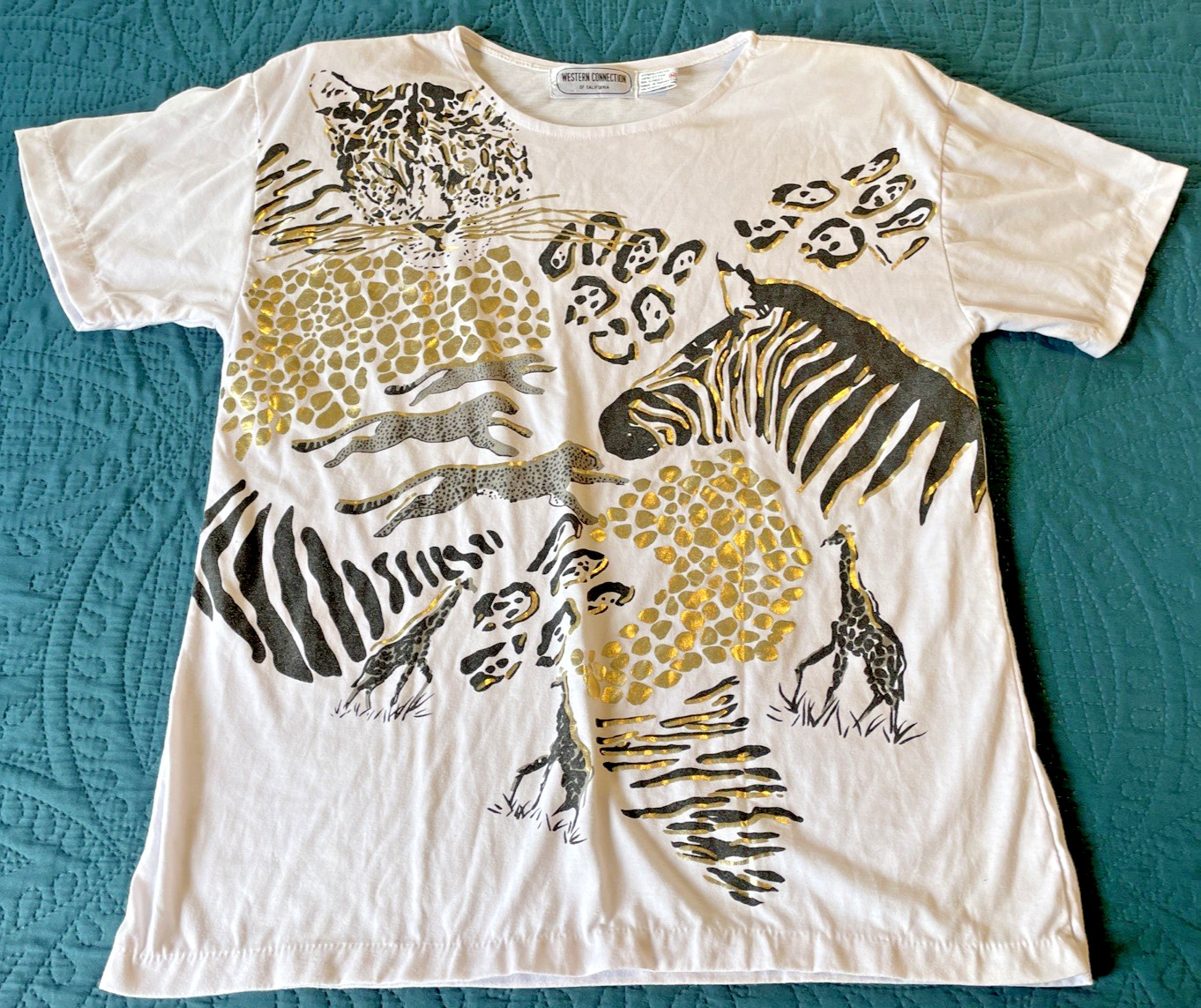 Western connection of California, vintage single stitch, medium, animal print T