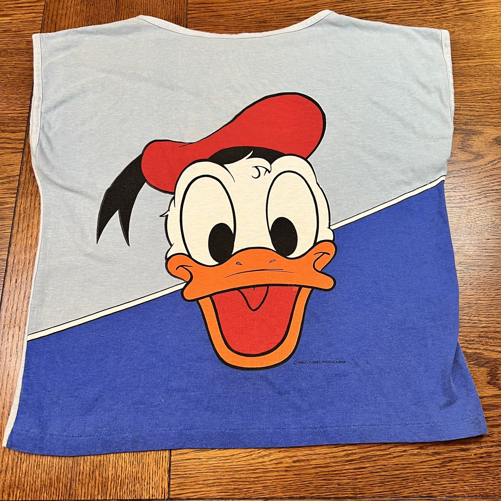 Vintage Disney Donald Duck Sleeveless Cap Swim Cover Up Shirt Made in USA LARGE