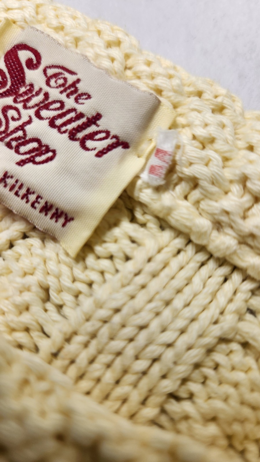 Vintage Irish Cotton Cable Knit Fisherman Sweater Cream Crewneck Pullover Size M