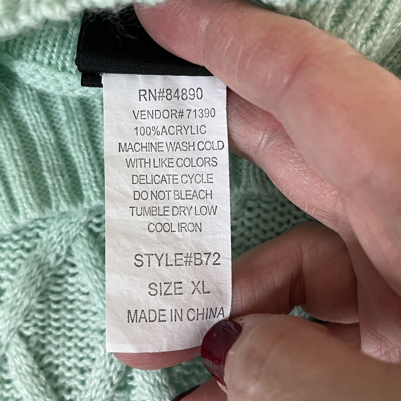 Salon Studio Womens Mockneck Sweater Sz XL Mint Green Knit Minimalist VINTAGE